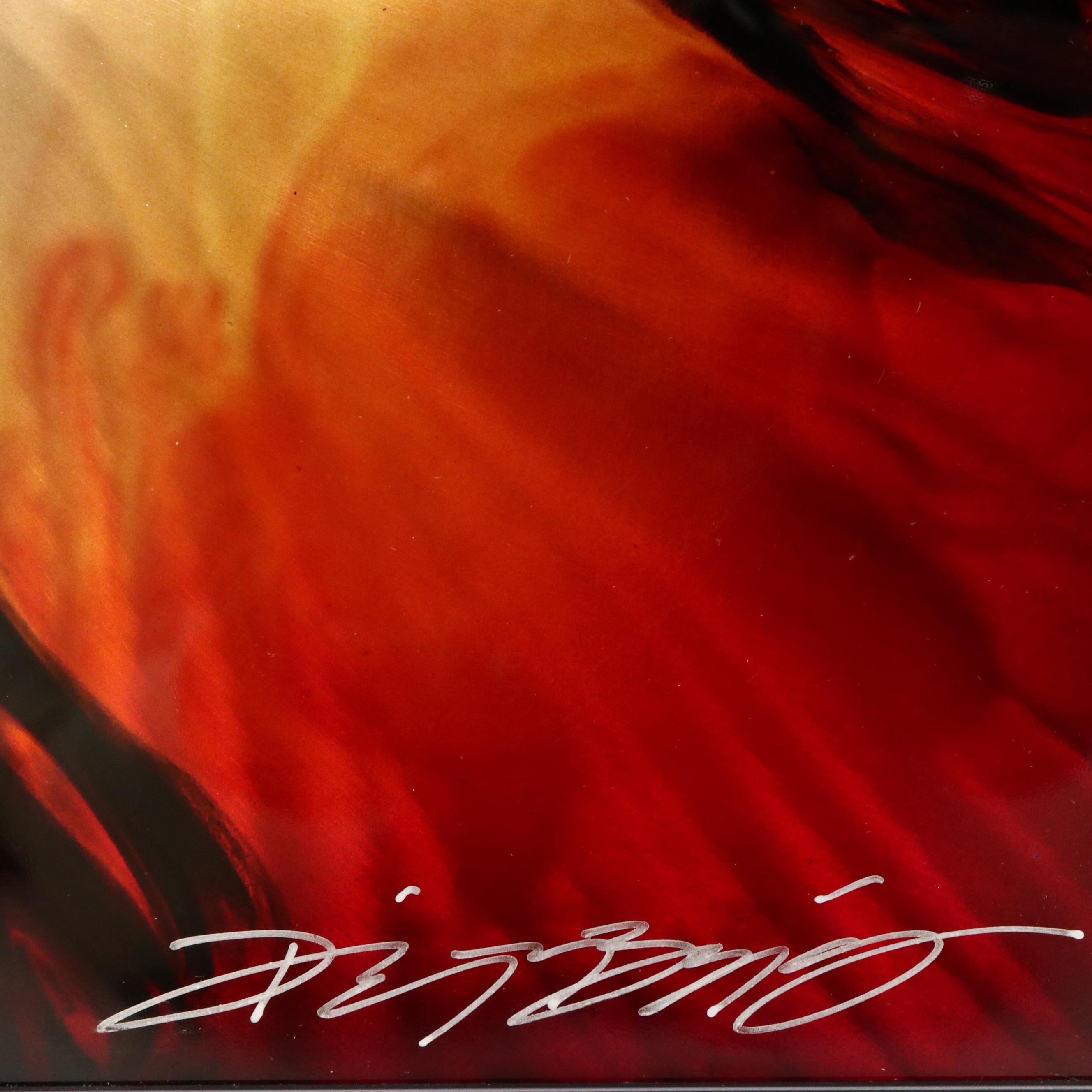 Chris DeRubeis Mixed Media Painting "Mini Burst Red," Circa 2017