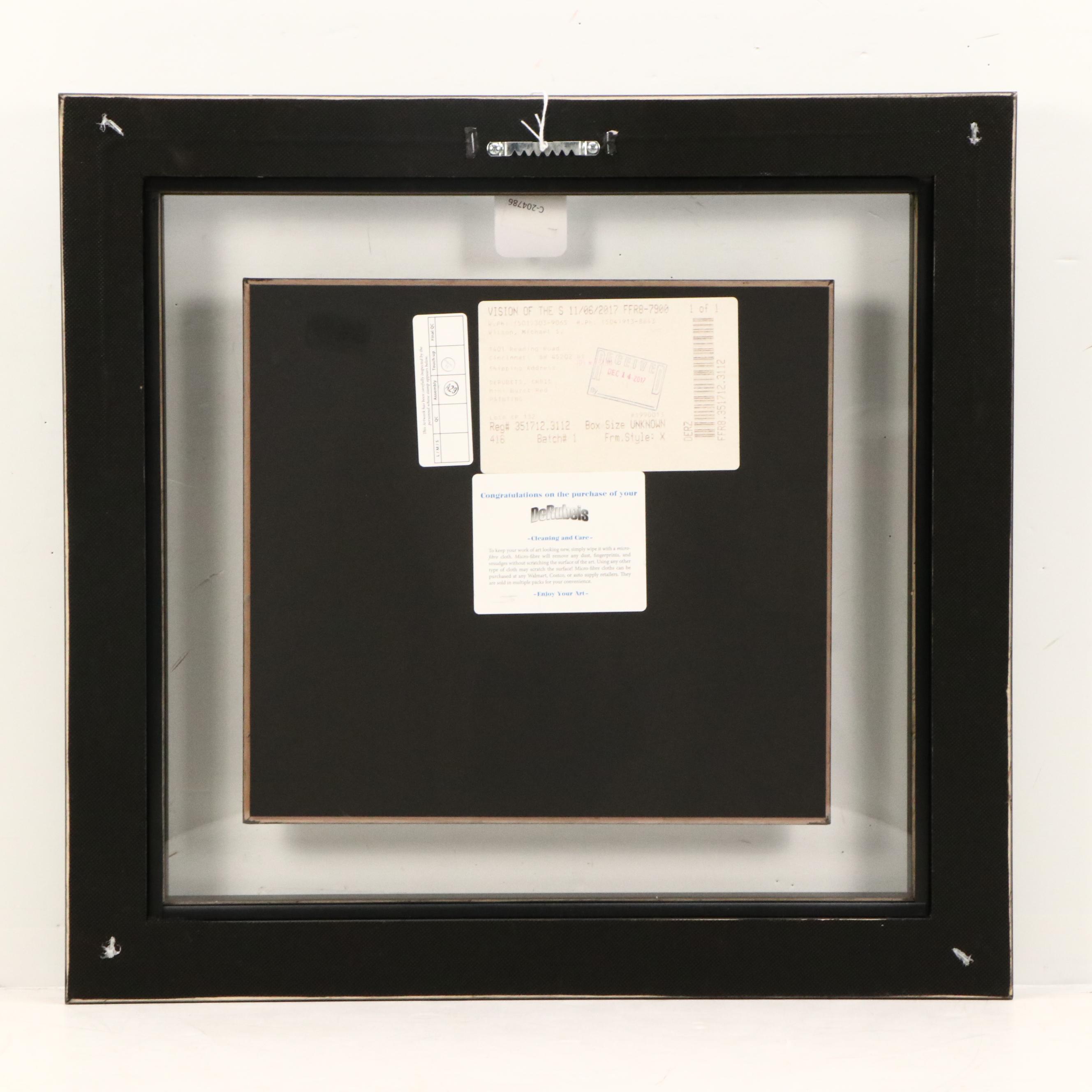 Chris DeRubeis Mixed Media Painting "Mini Burst Red," Circa 2017