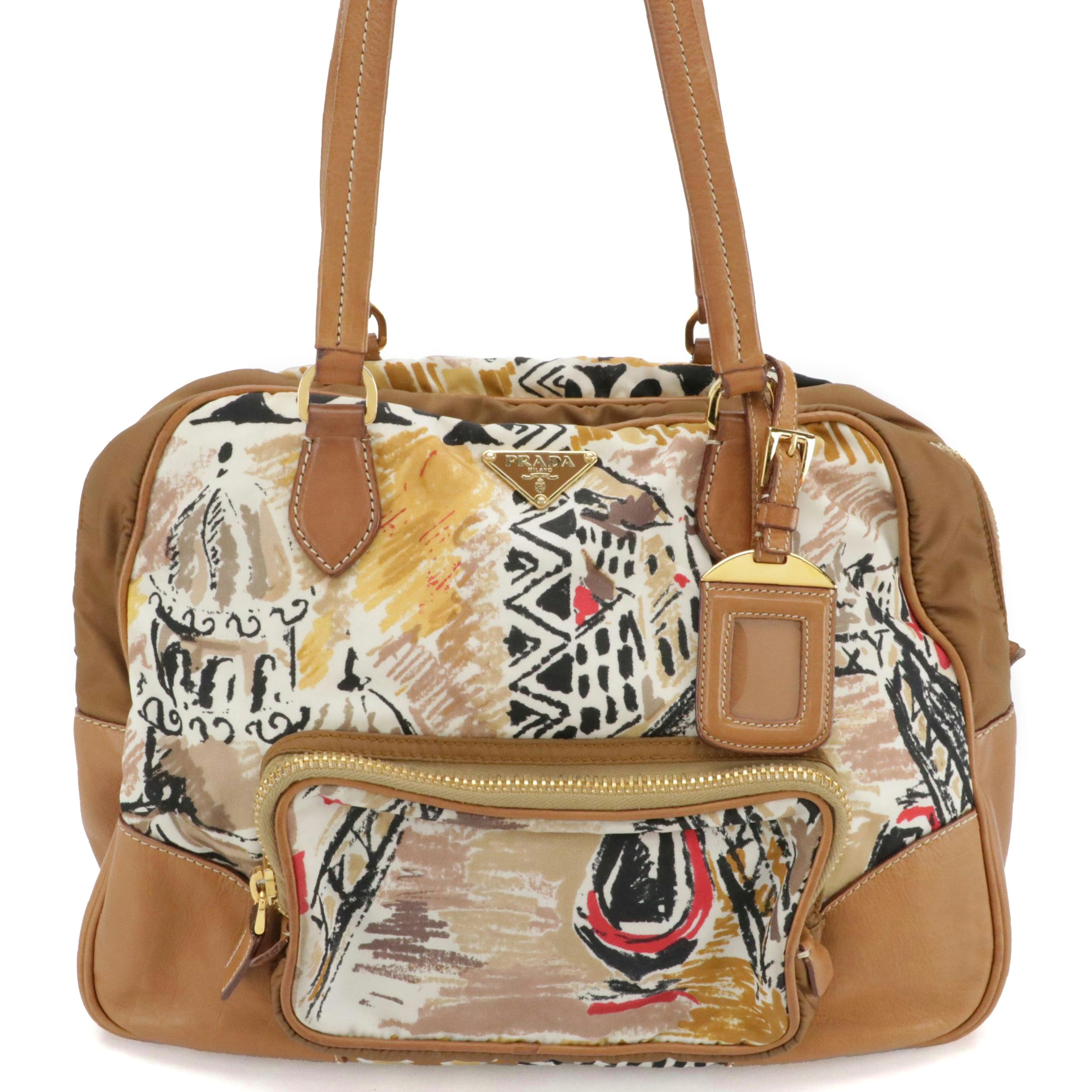 Prada Zippered Satchel Bag in St. Venezi Tessuto Nylon and Leather Trim