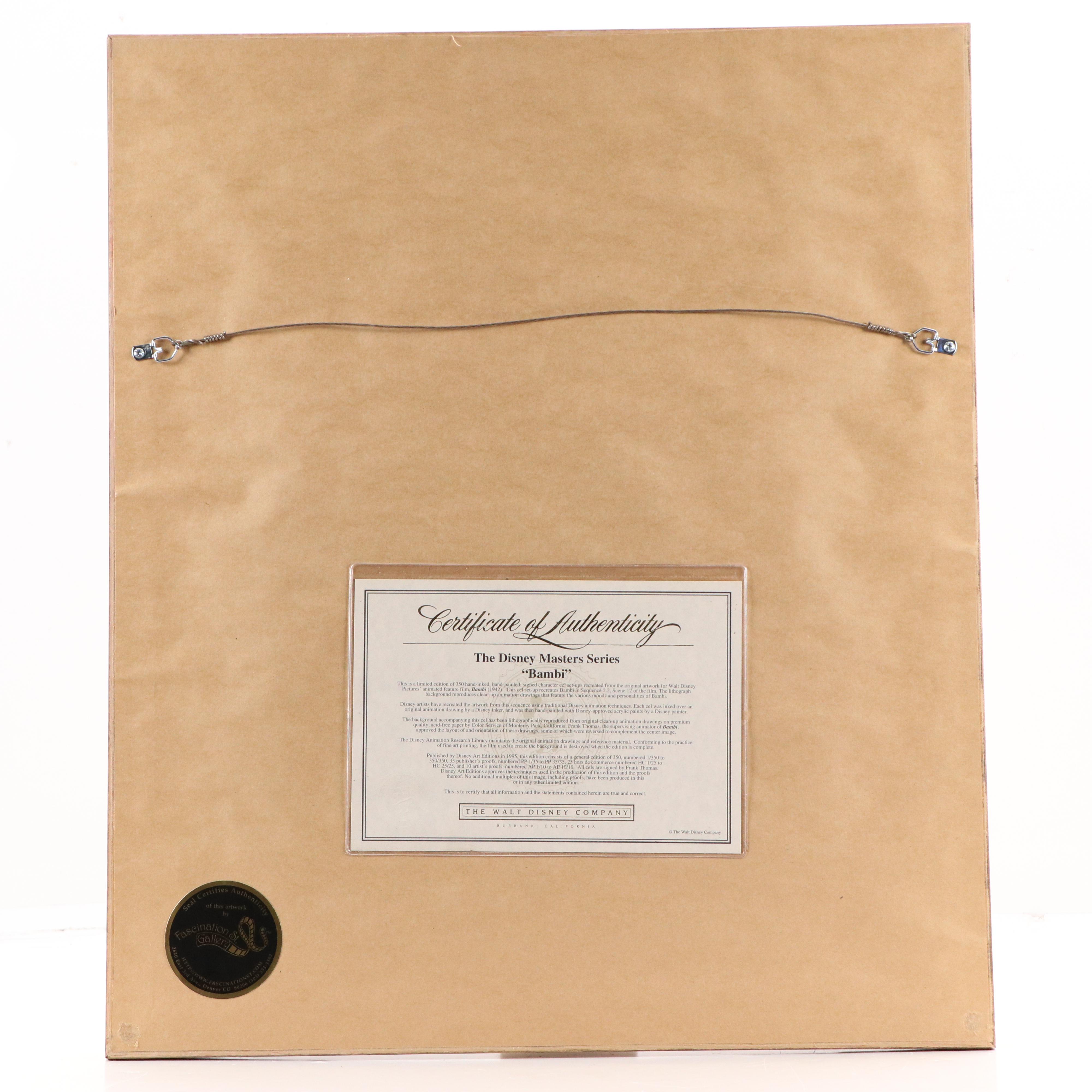 Disney Sericel "Bambi" Signed by Frank Thomas, 1995