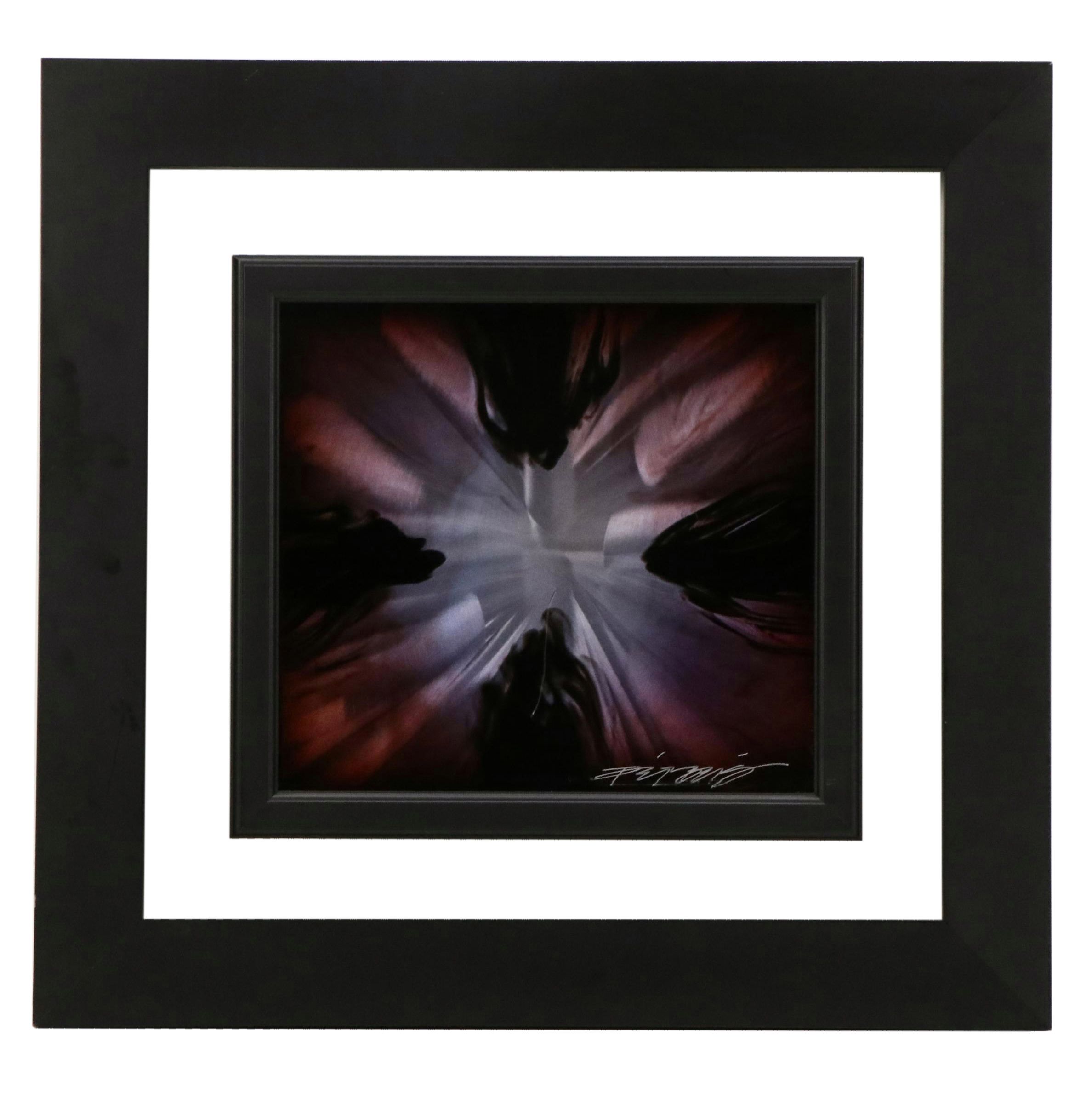 Chris DeRubeis Mixed Media Painting "Mini Burst Purple," Circa 2017