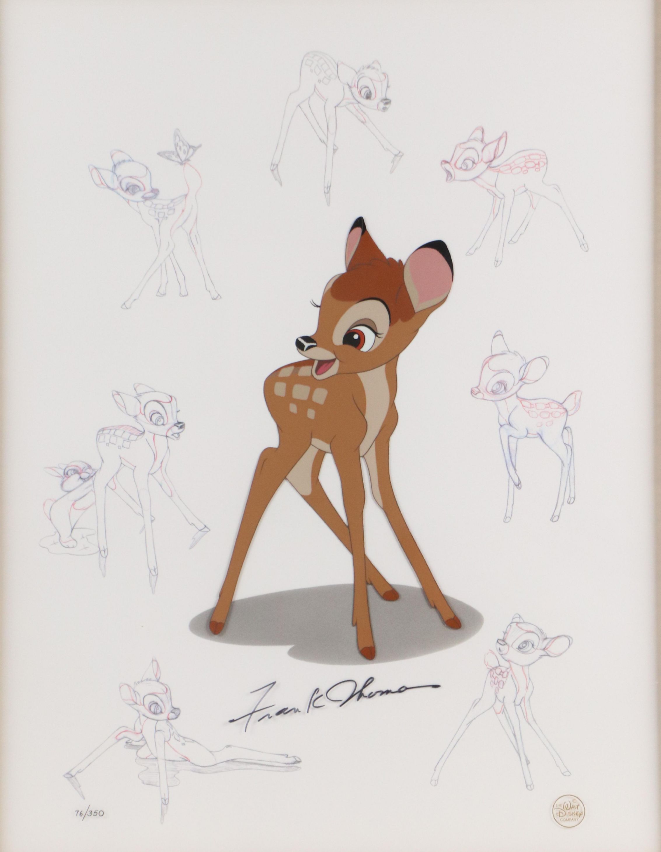 Disney Sericel "Bambi" Signed by Frank Thomas, 1995