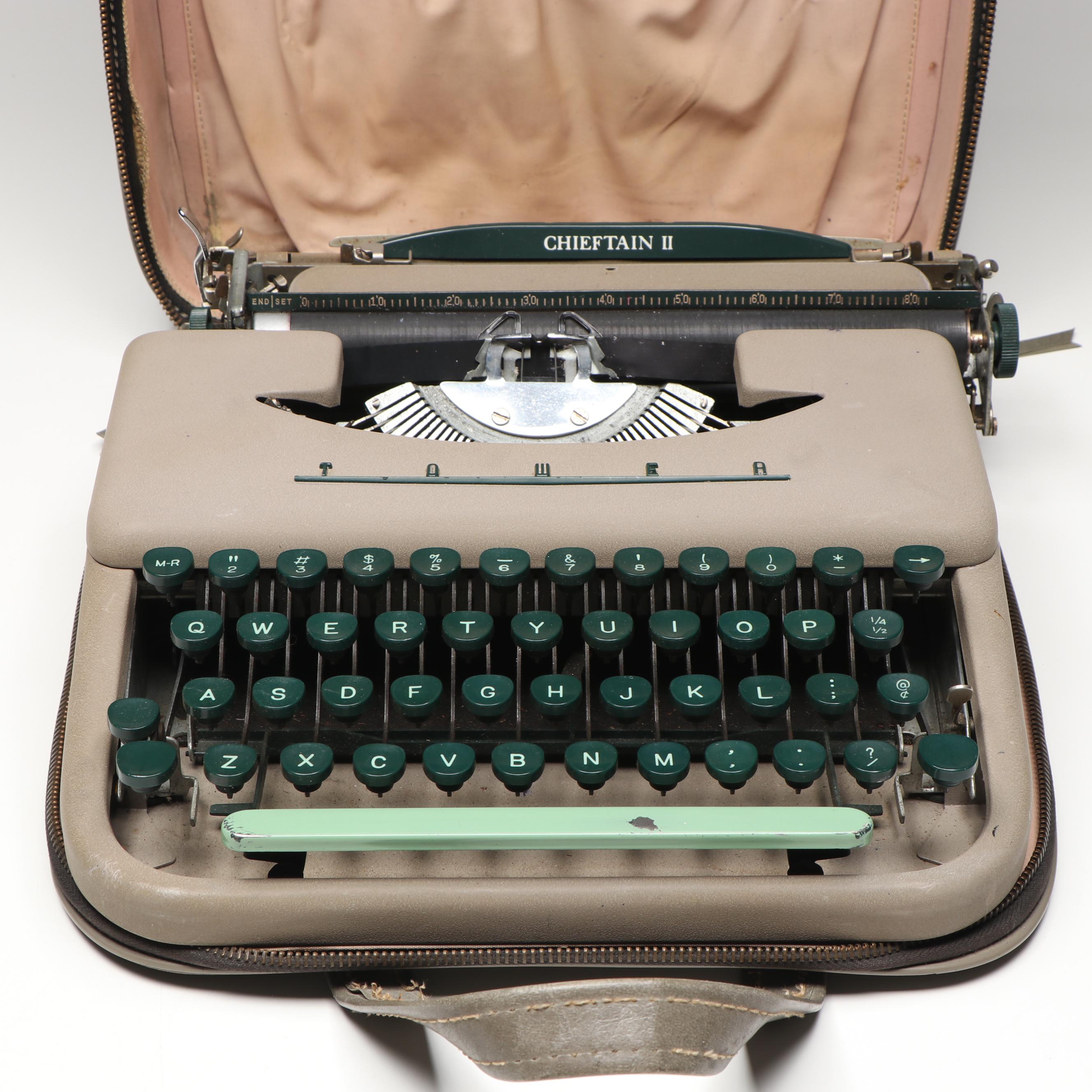 Tower Chieftan II Typewriter with Carrying Case, Mid-20th C.