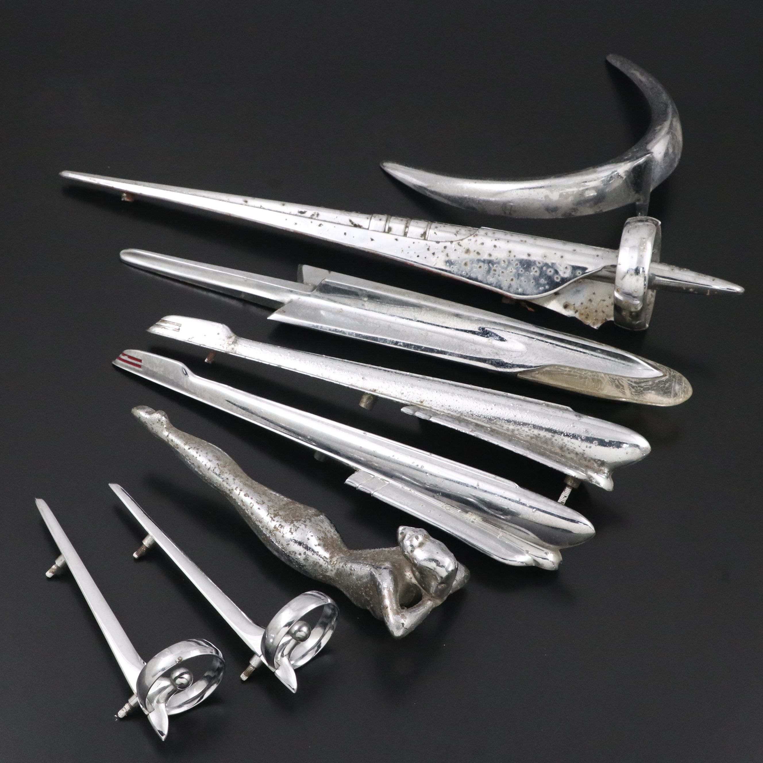 Chevrolet, Cadillac and Other Metal Hood Ornaments, Late 1940s