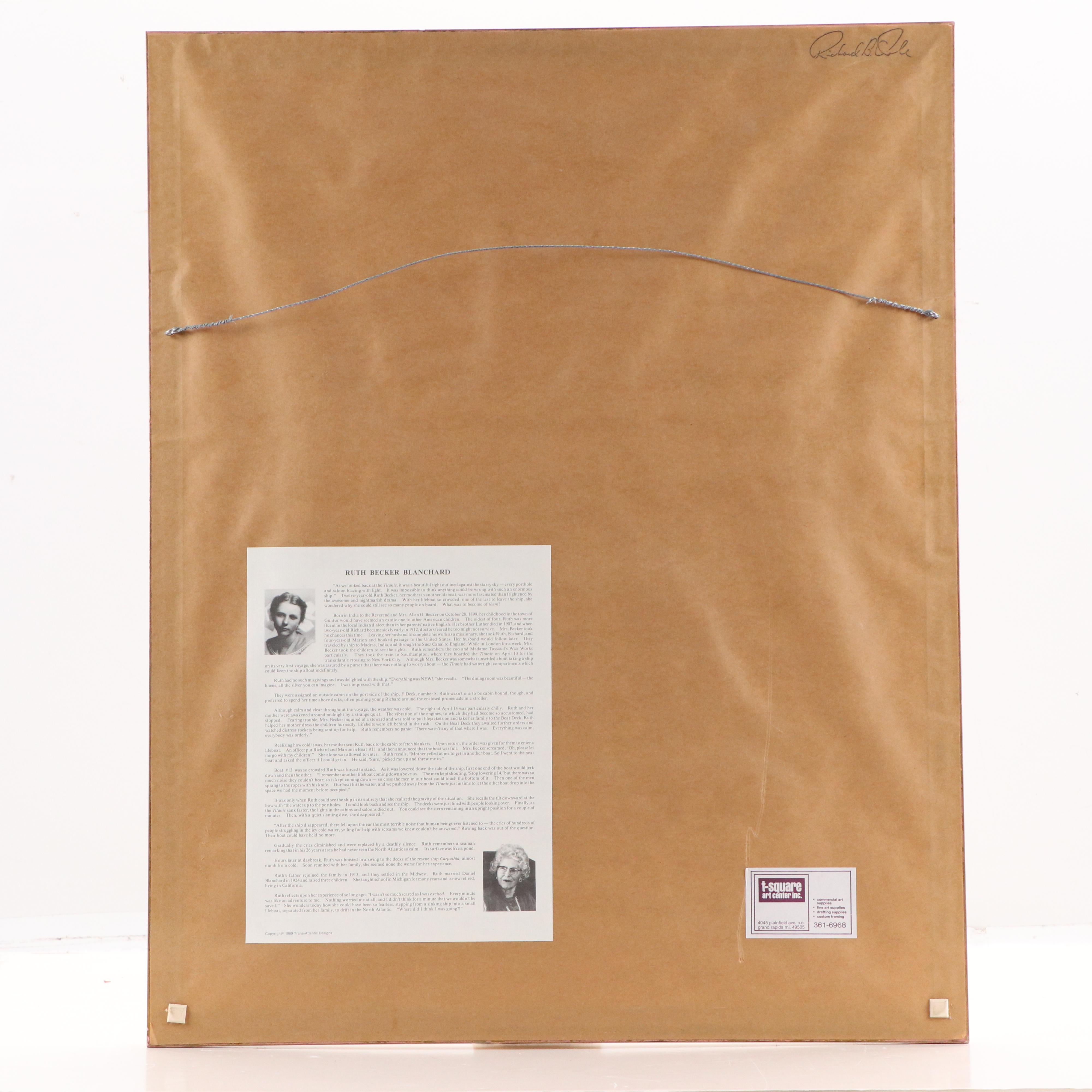 Titanic Survivor Signed Ken Marschall Offset Lithograph "Titanic at Sea"