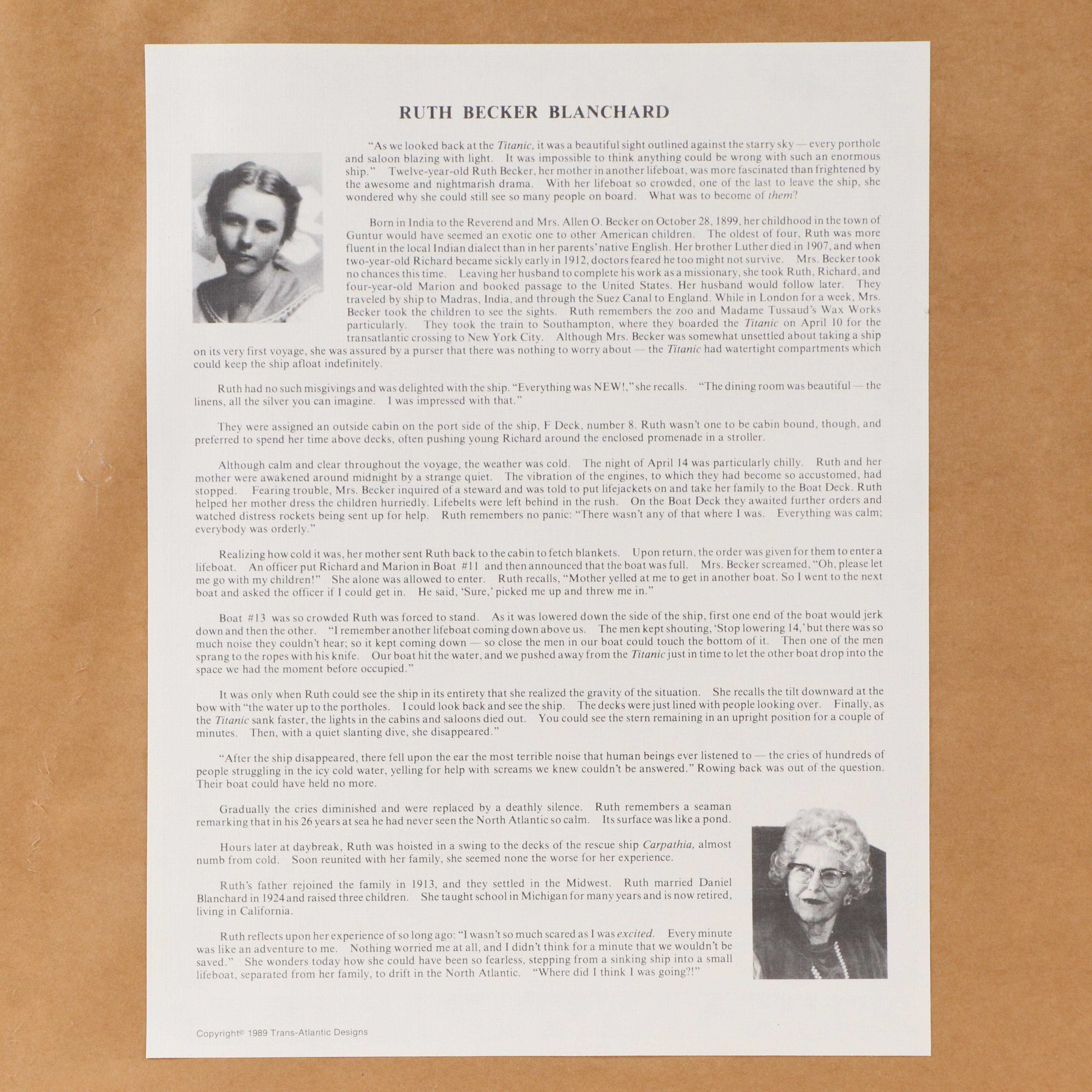 Titanic Survivor Signed Ken Marschall Offset Lithograph "Titanic at Sea"