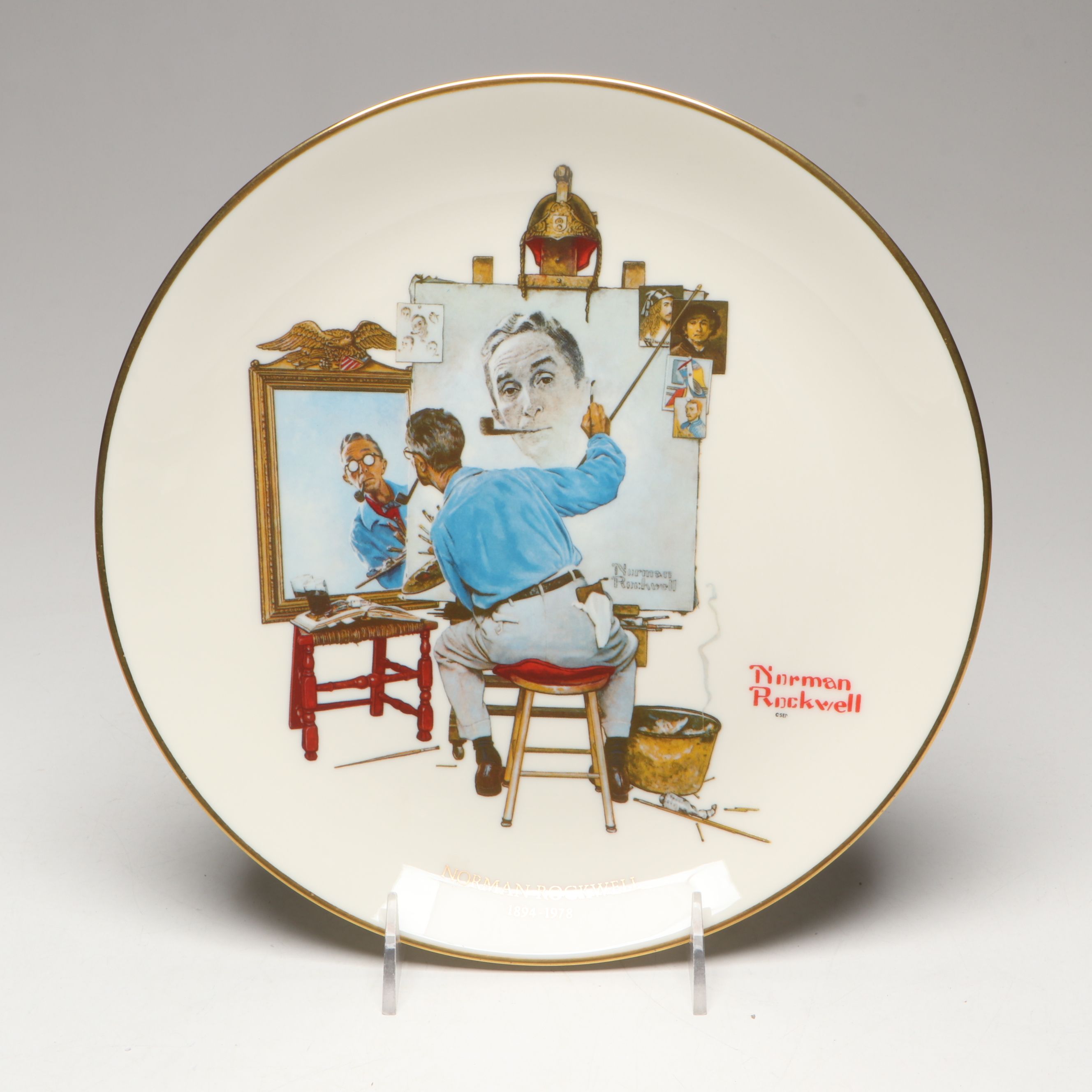 Knowles Plates After Norman Rockwell with Other Collectors Plates