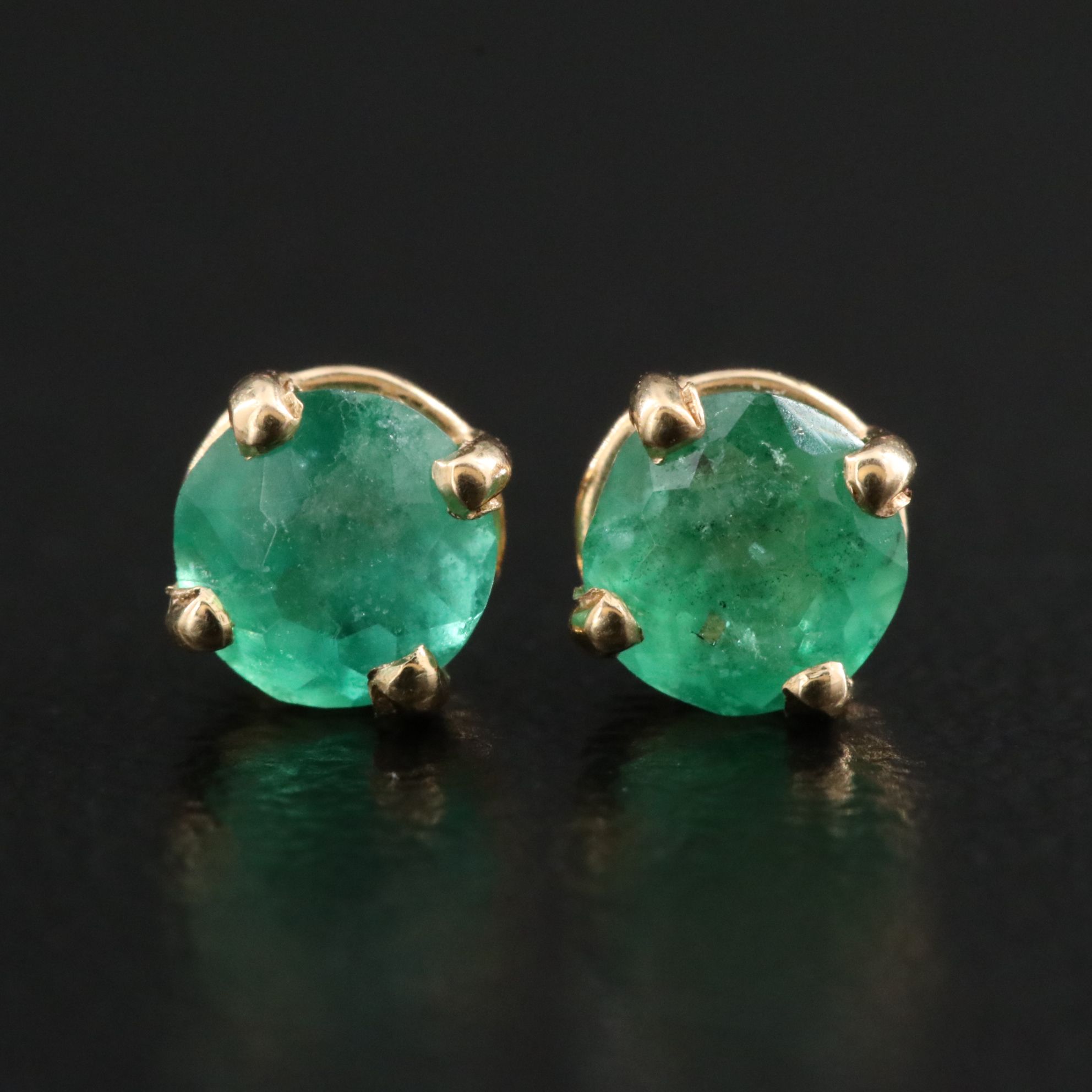 14K Emerald Stud Earrings
