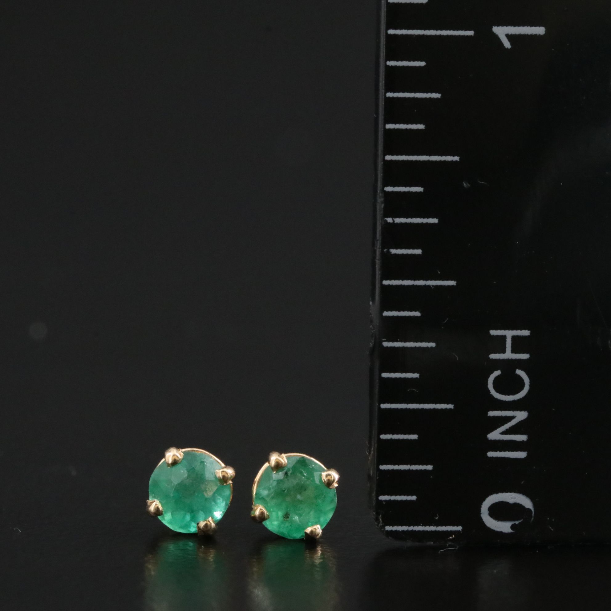 14K Emerald Stud Earrings