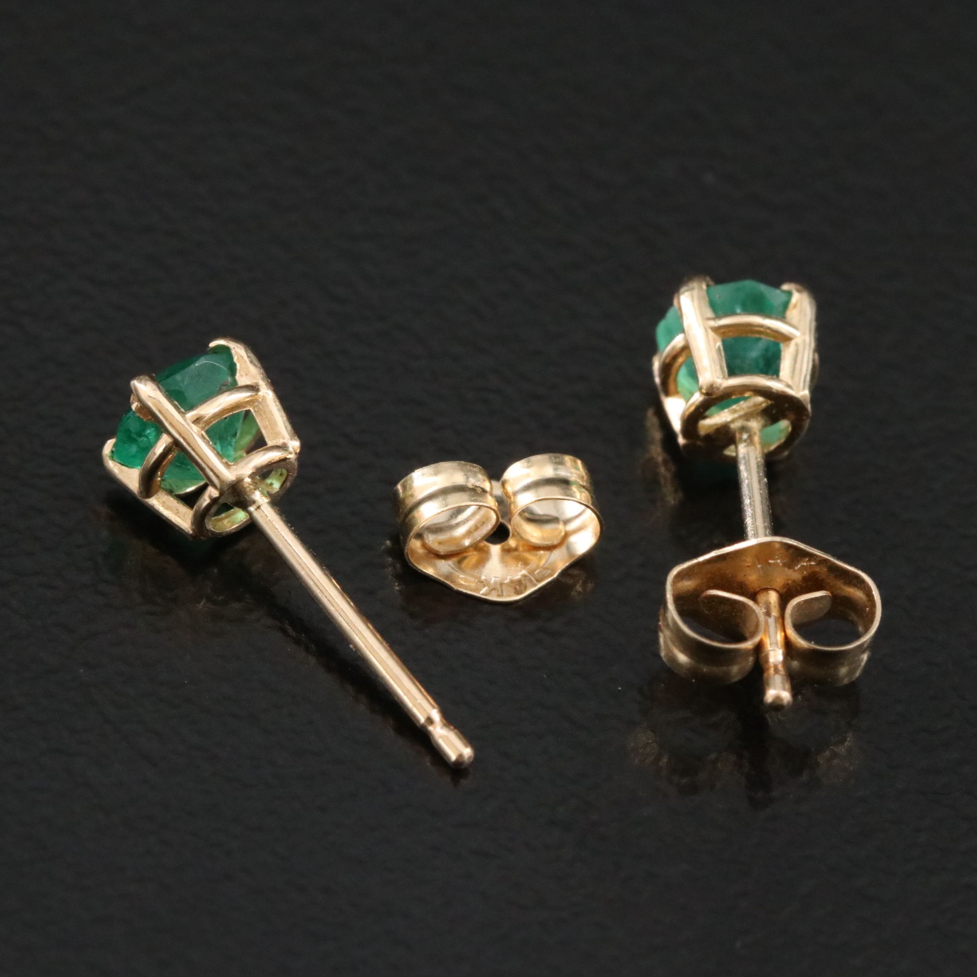 14K Emerald Stud Earrings