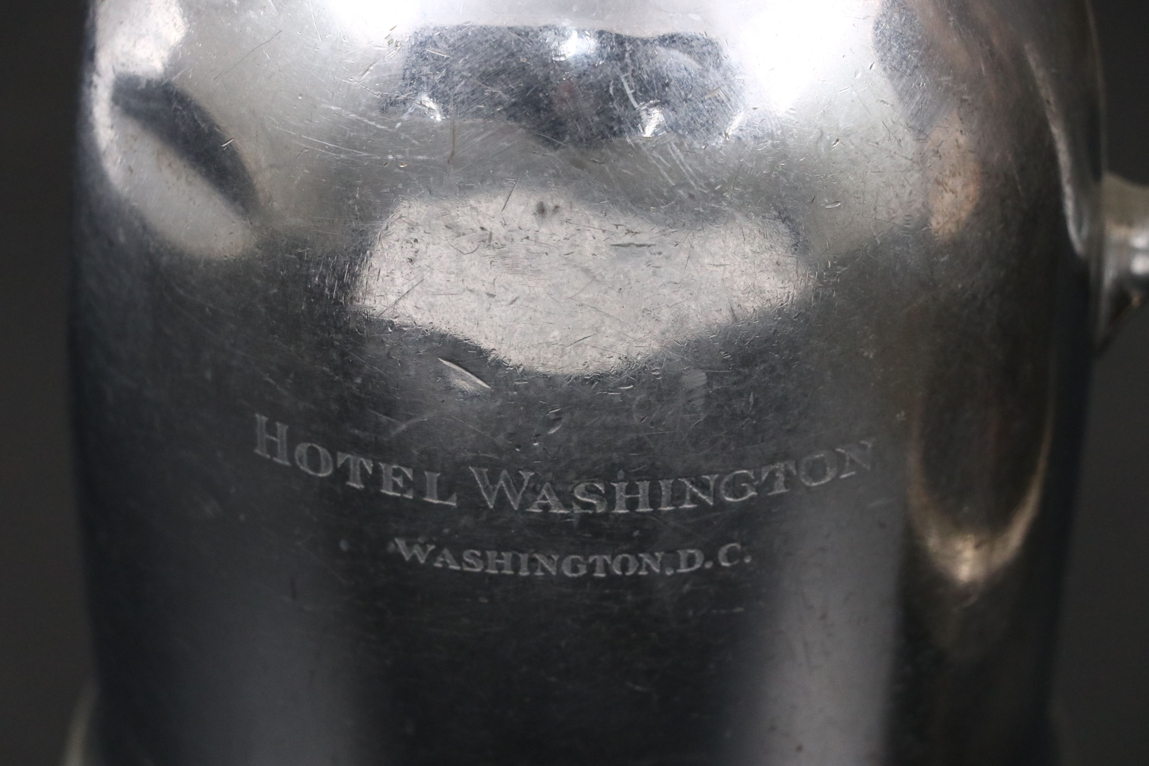 Stanley Hotel Washington Pitcher with Mirrored Tray and Silver Plate Serveware