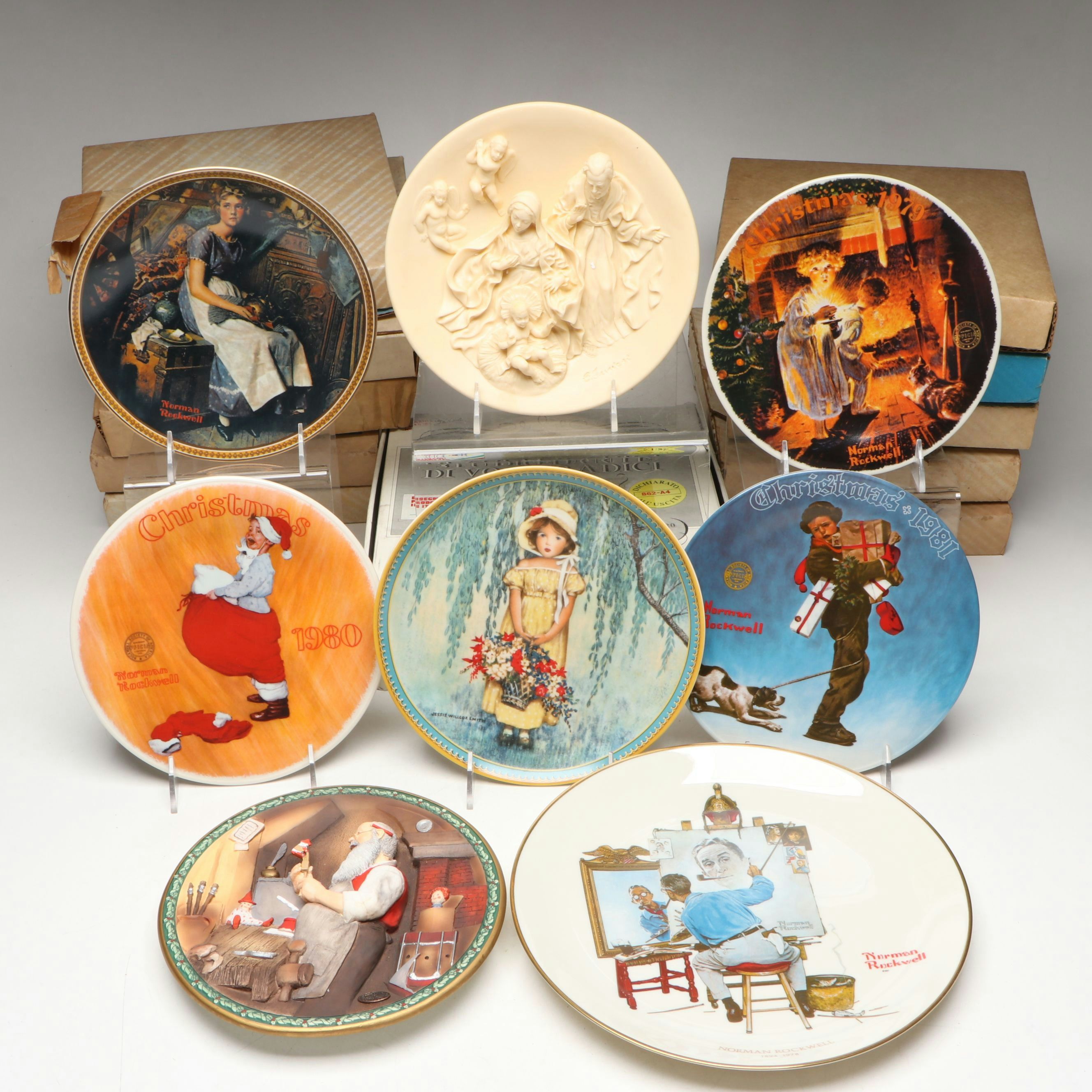 Knowles Plates After Norman Rockwell with Other Collectors Plates