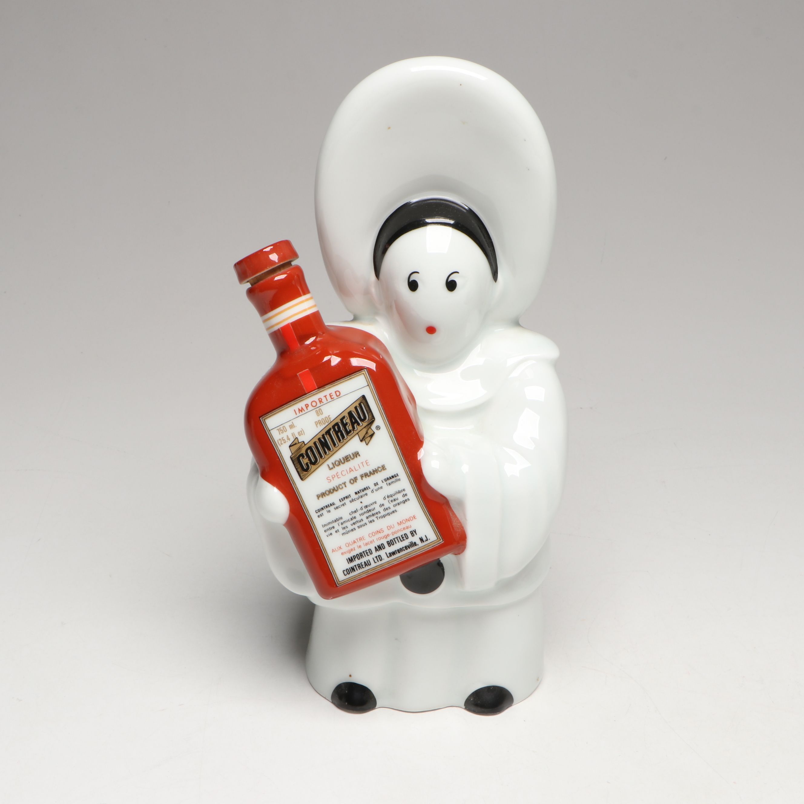 Limoges Cointreau Pierrot and Boston Warehouse Figural Ceramic Decanters