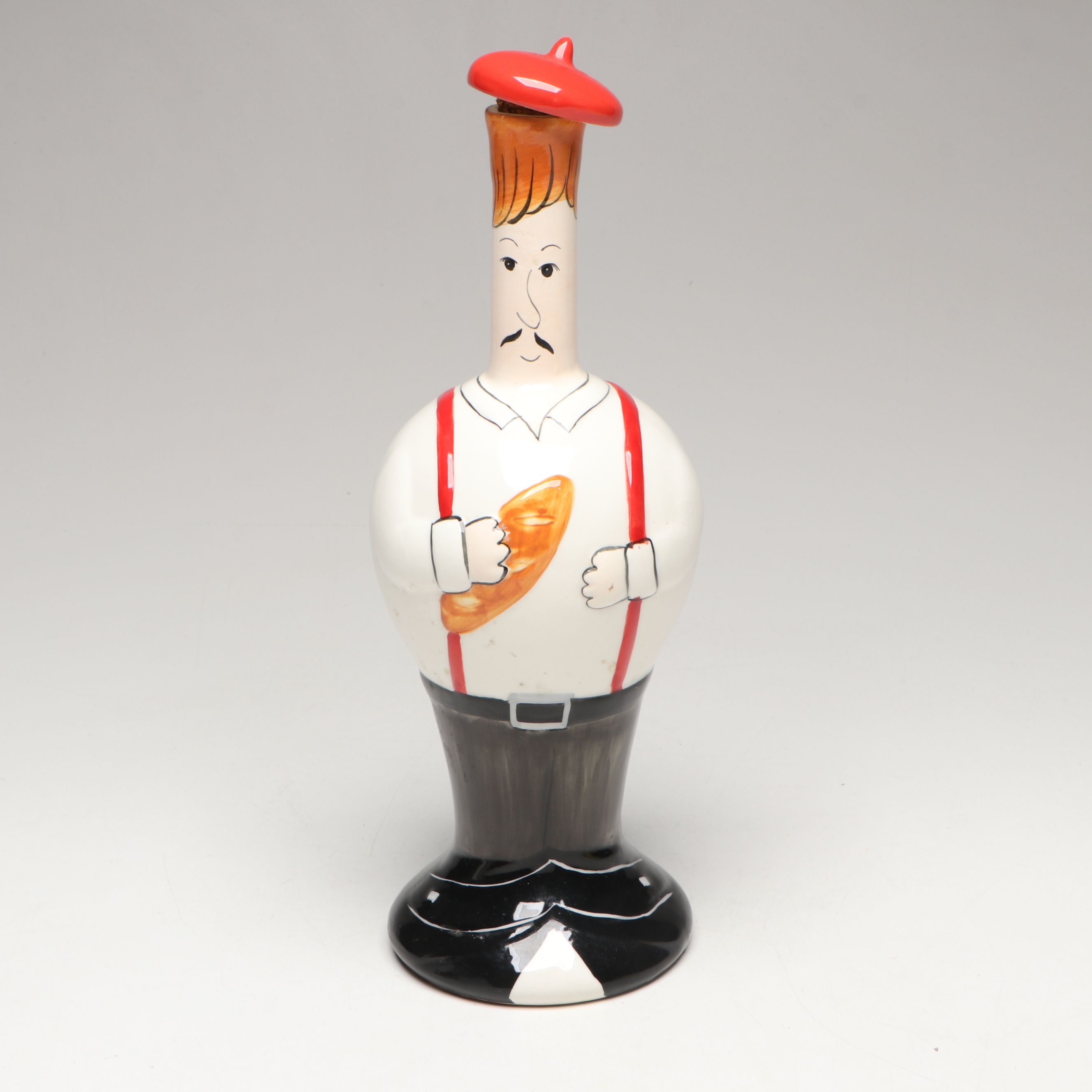 Limoges Cointreau Pierrot and Boston Warehouse Figural Ceramic Decanters