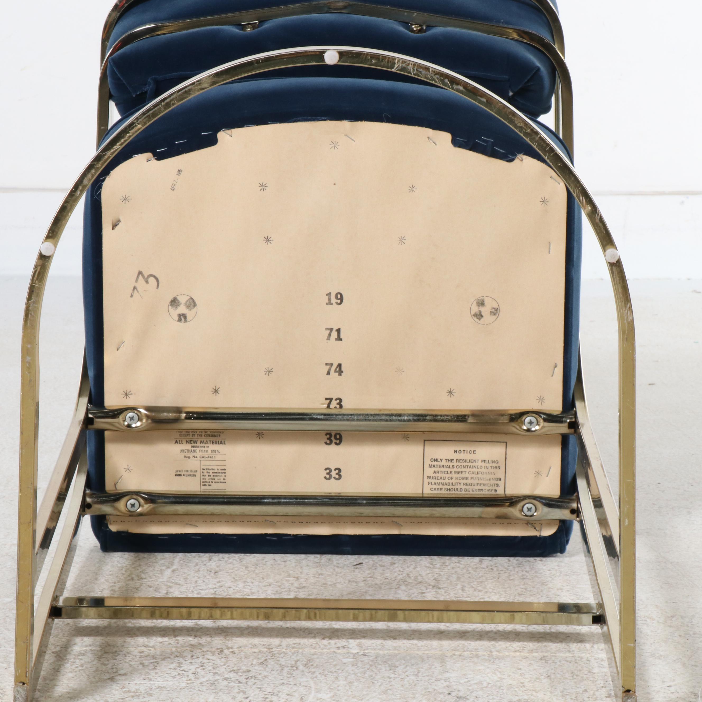 Set of Three Postmodernist Cantilevered Brass Barstools, Manner of Milo Baughman