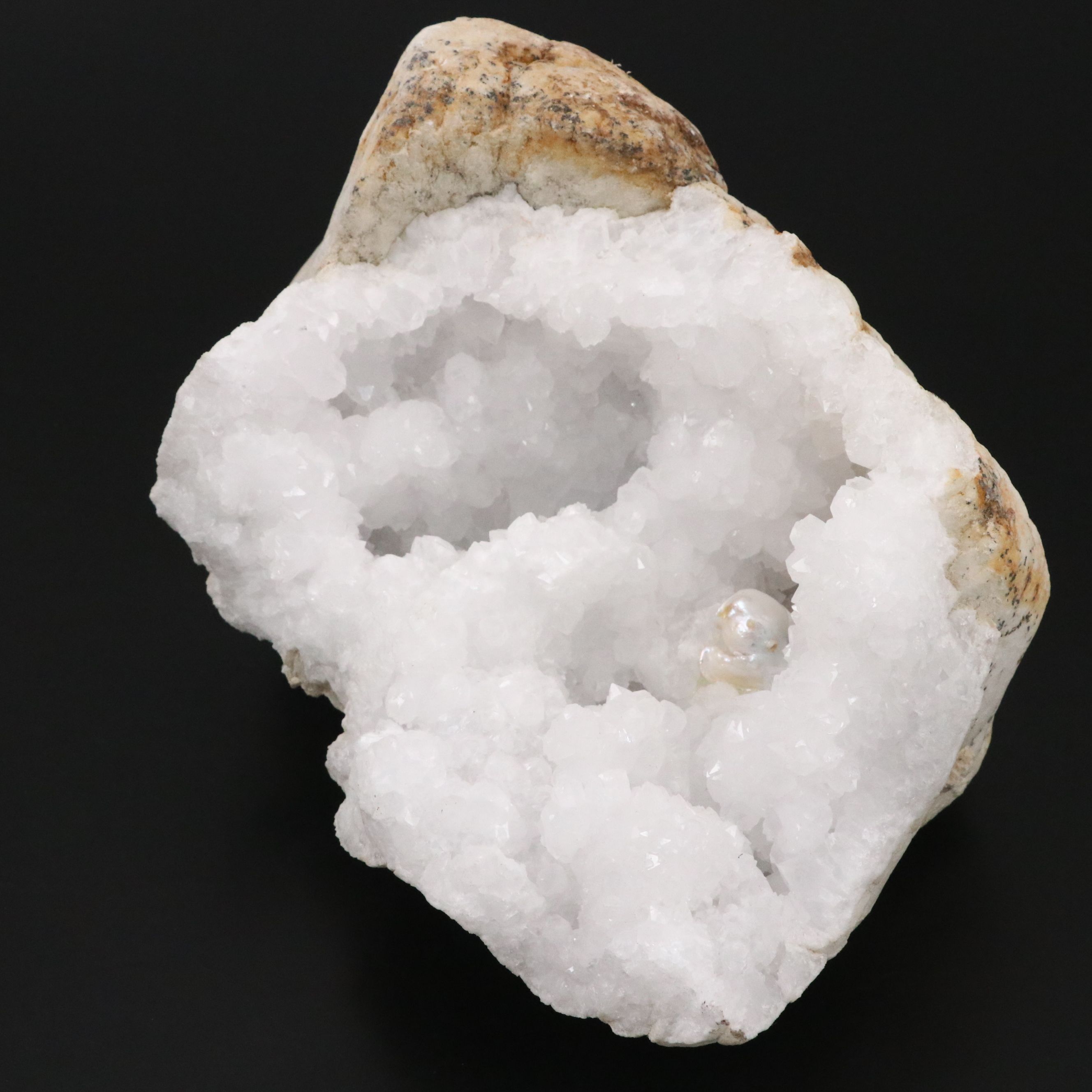 White Quartz Crystal Geode Specimen with Fragments