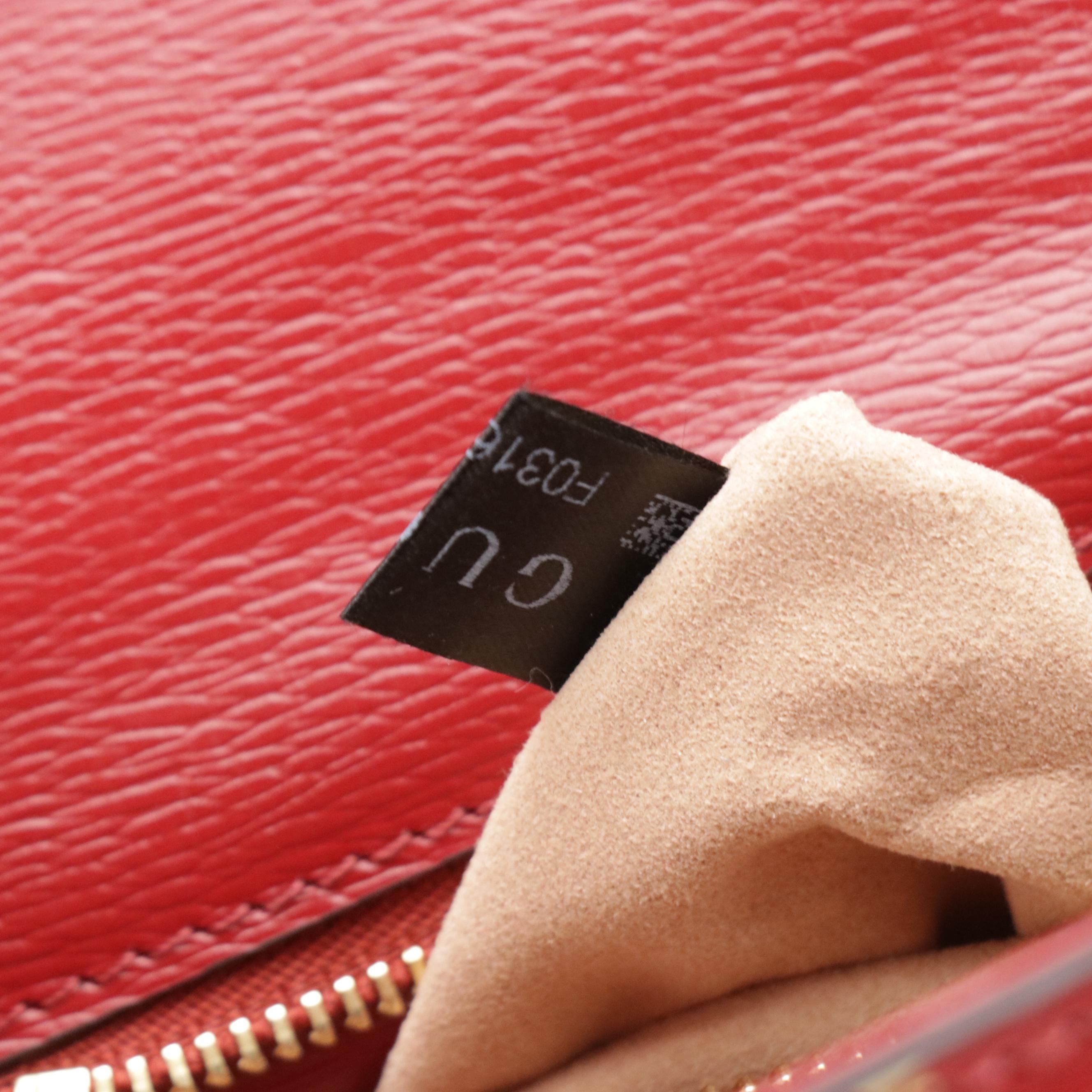 Gucci Medium Sylvie Crossbody in Gold GG & Leaves Printed Red Textured Leather