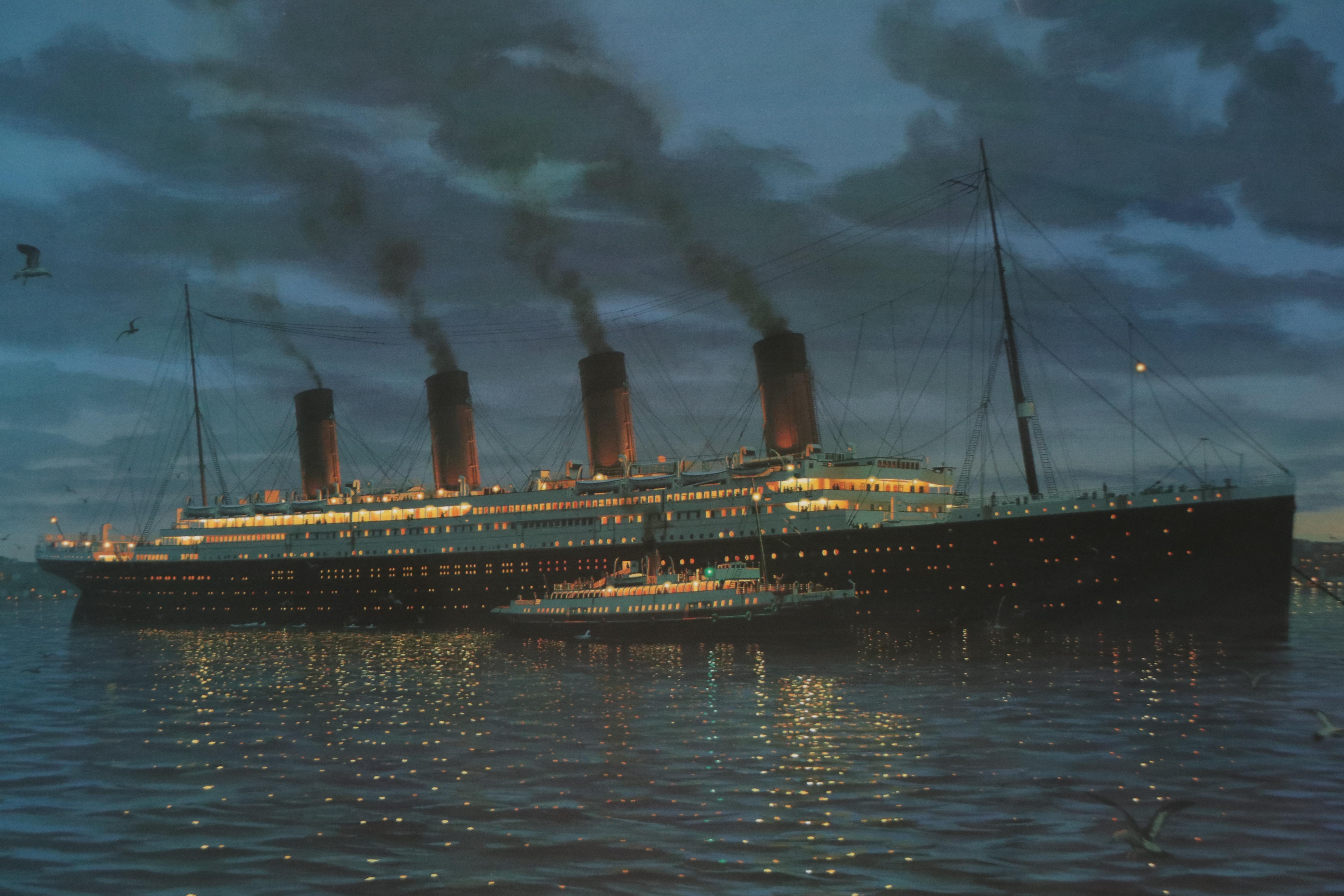 Titanic Survivor Signed Ken Marschall Offset Lithograph "Au Revoir to the..."
