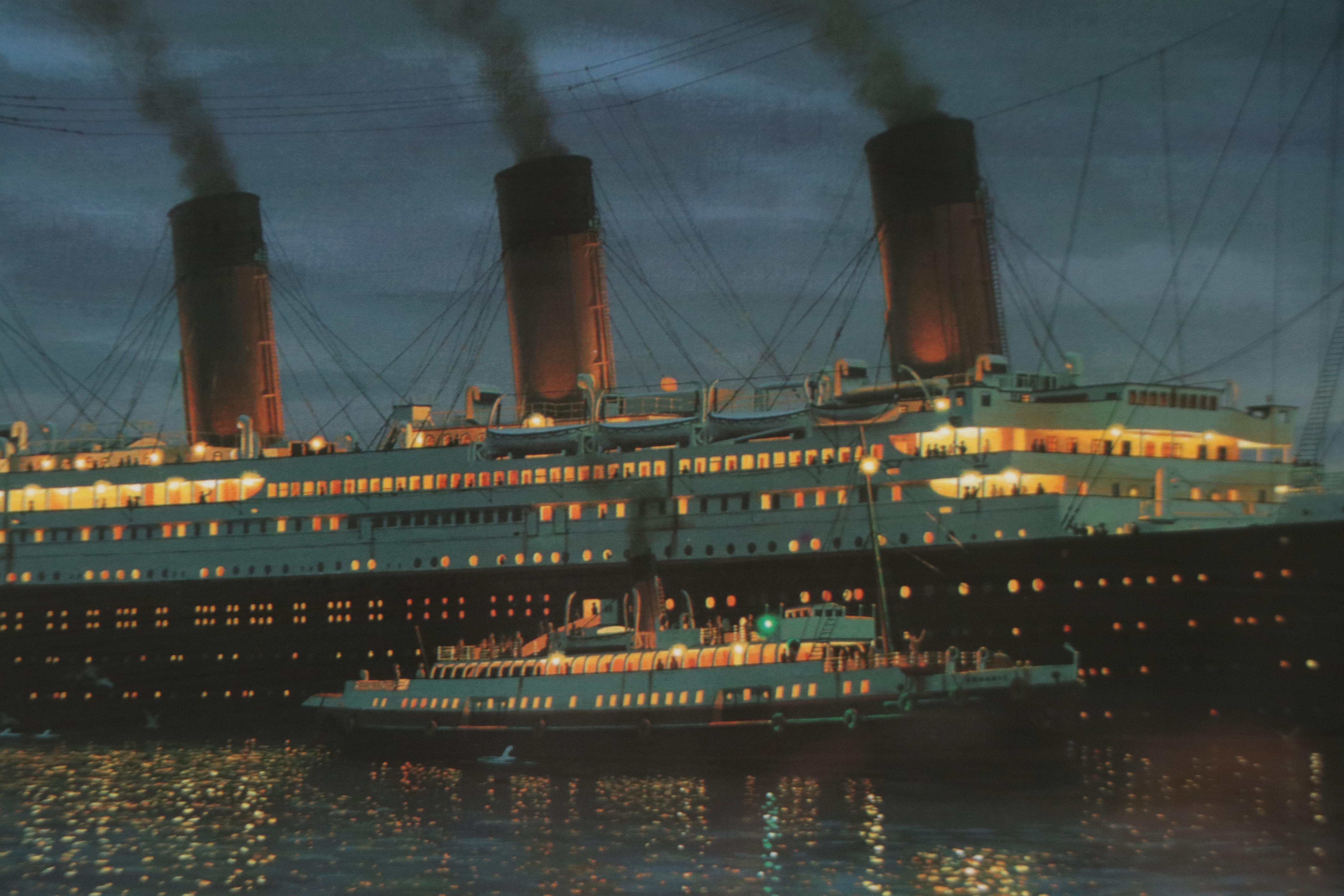 Titanic Survivor Signed Ken Marschall Offset Lithograph "Au Revoir to the..."