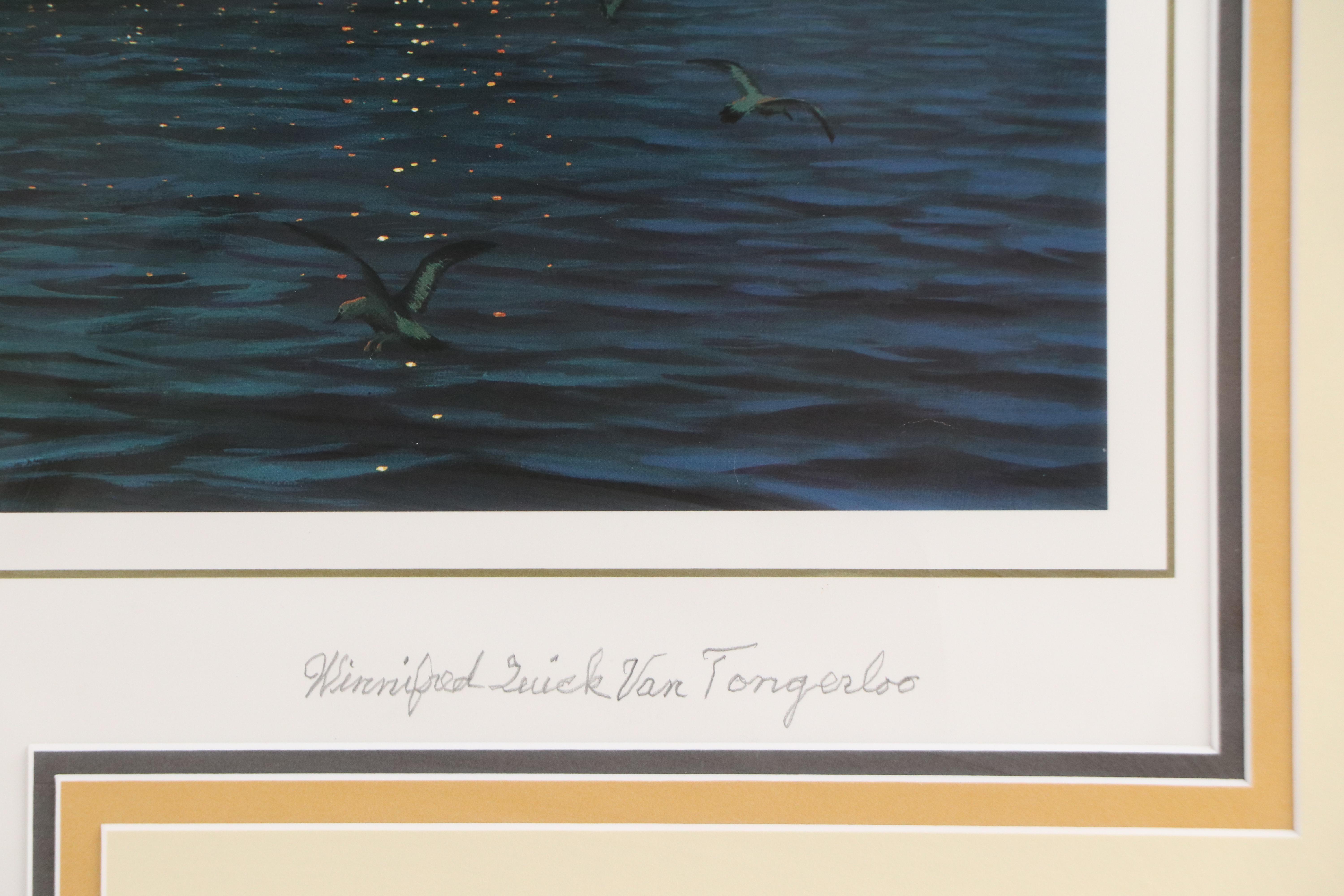 Titanic Survivor Signed Ken Marschall Offset Lithograph "Au Revoir to the..."