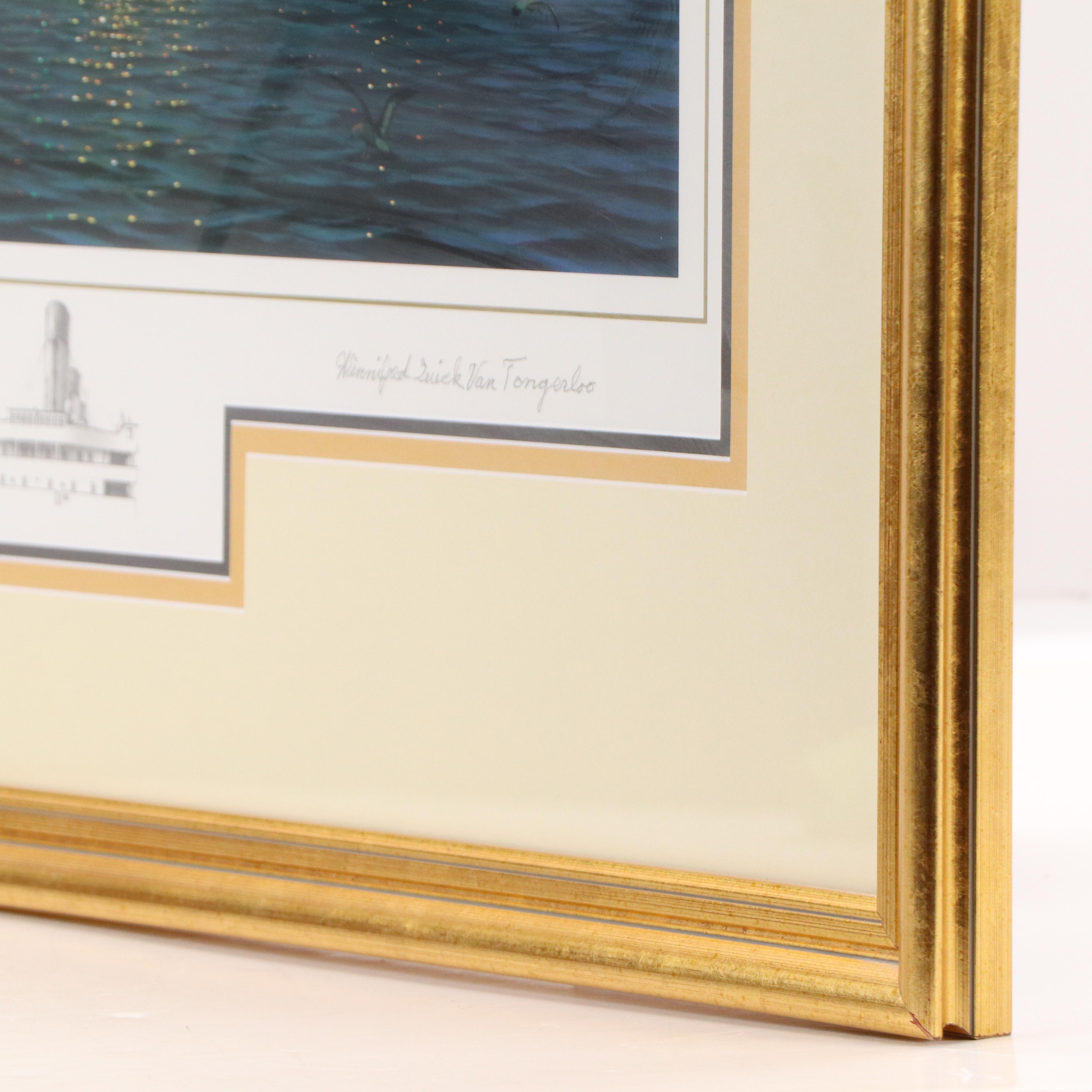 Titanic Survivor Signed Ken Marschall Offset Lithograph "Au Revoir to the..."