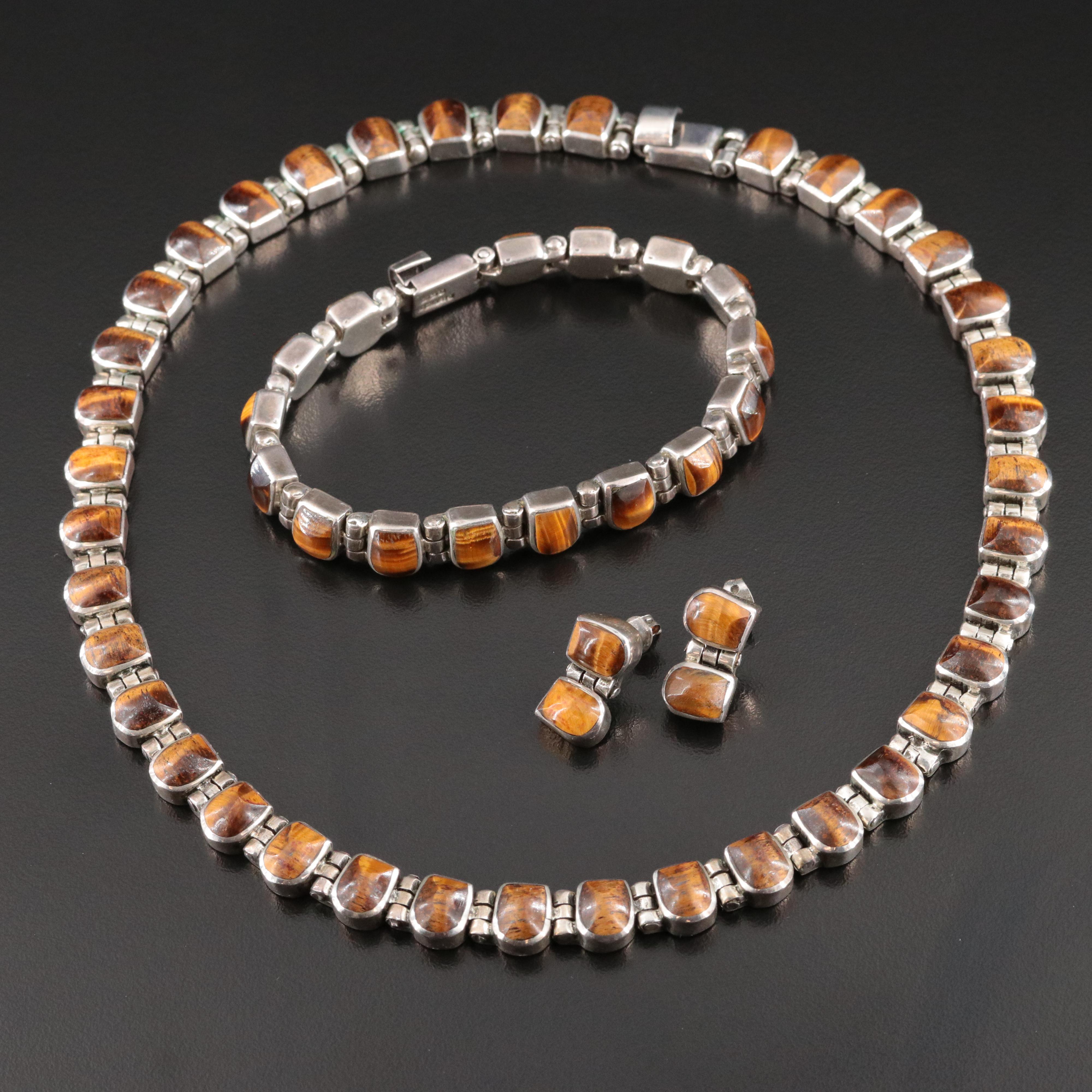 Mexican Sterling Tiger's Eye Jewelry Set