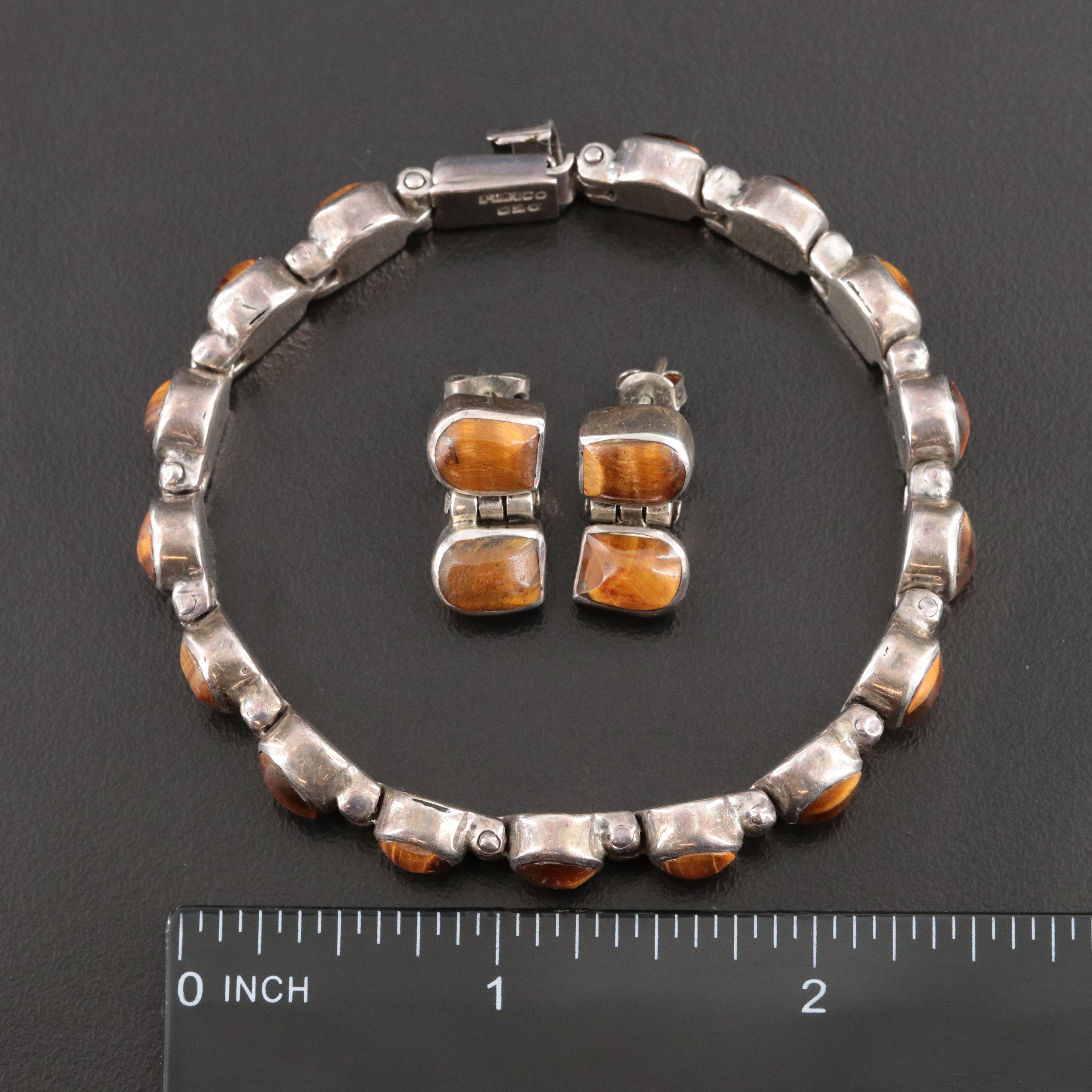 Mexican Sterling Tiger's Eye Jewelry Set