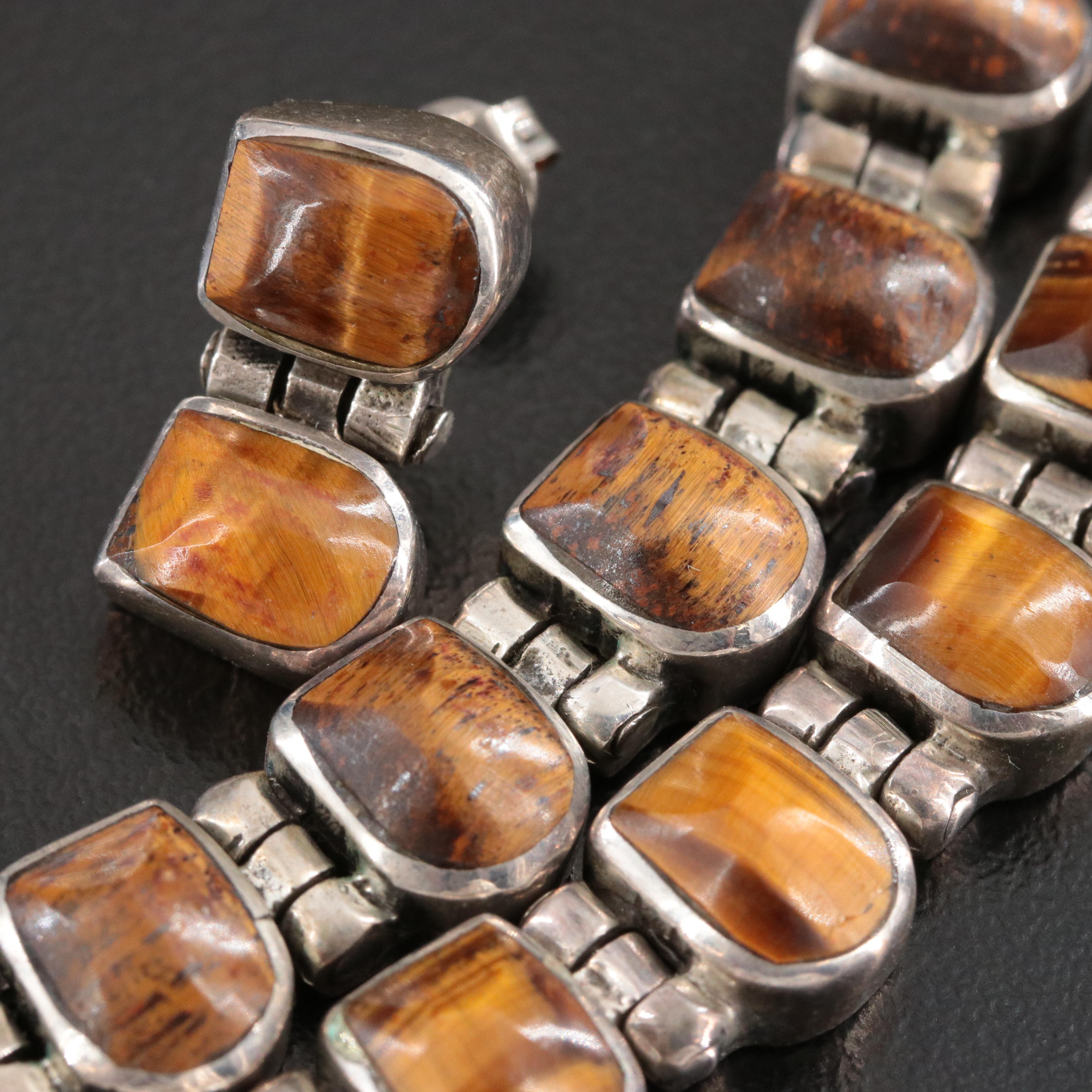 Mexican Sterling Tiger's Eye Jewelry Set
