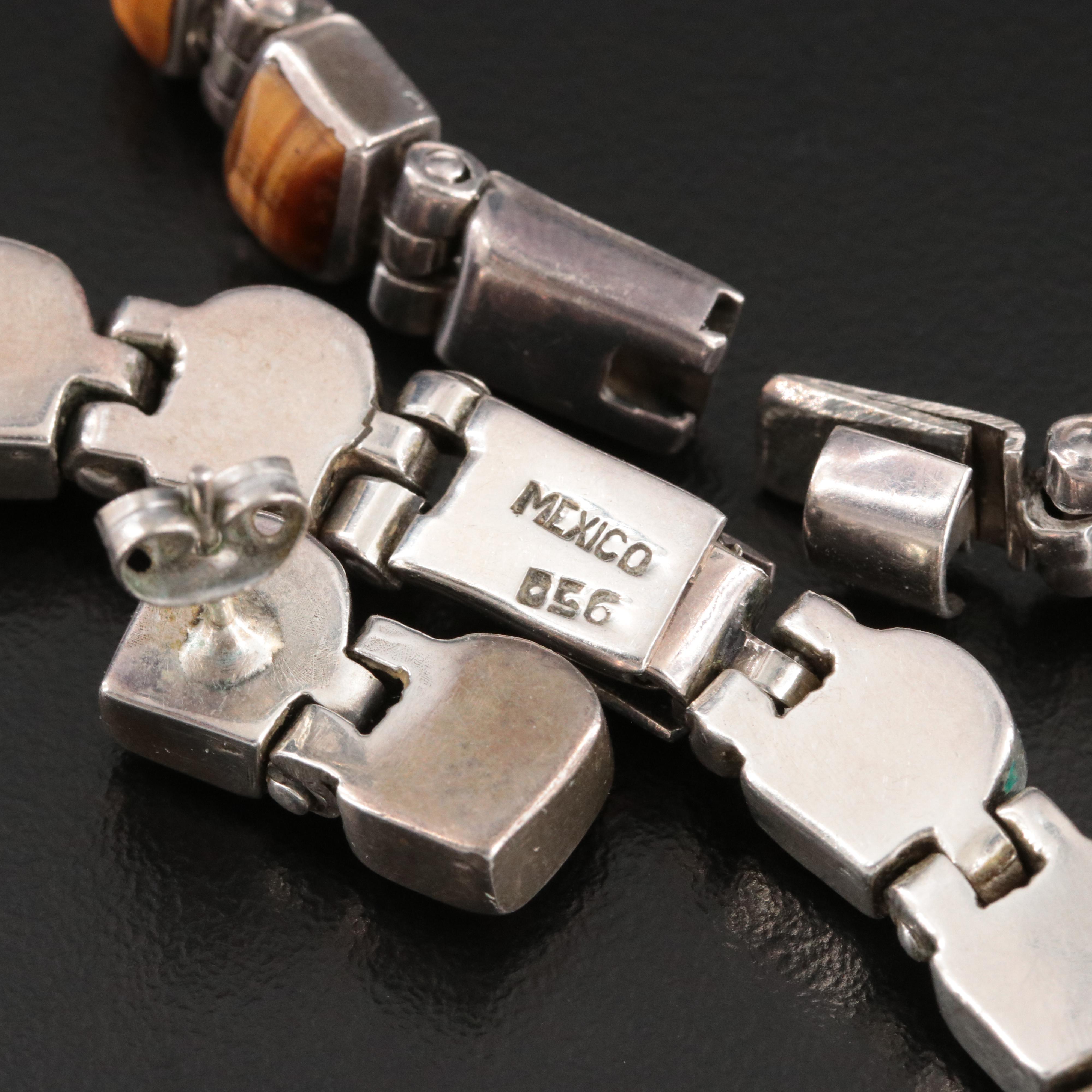 Mexican Sterling Tiger's Eye Jewelry Set