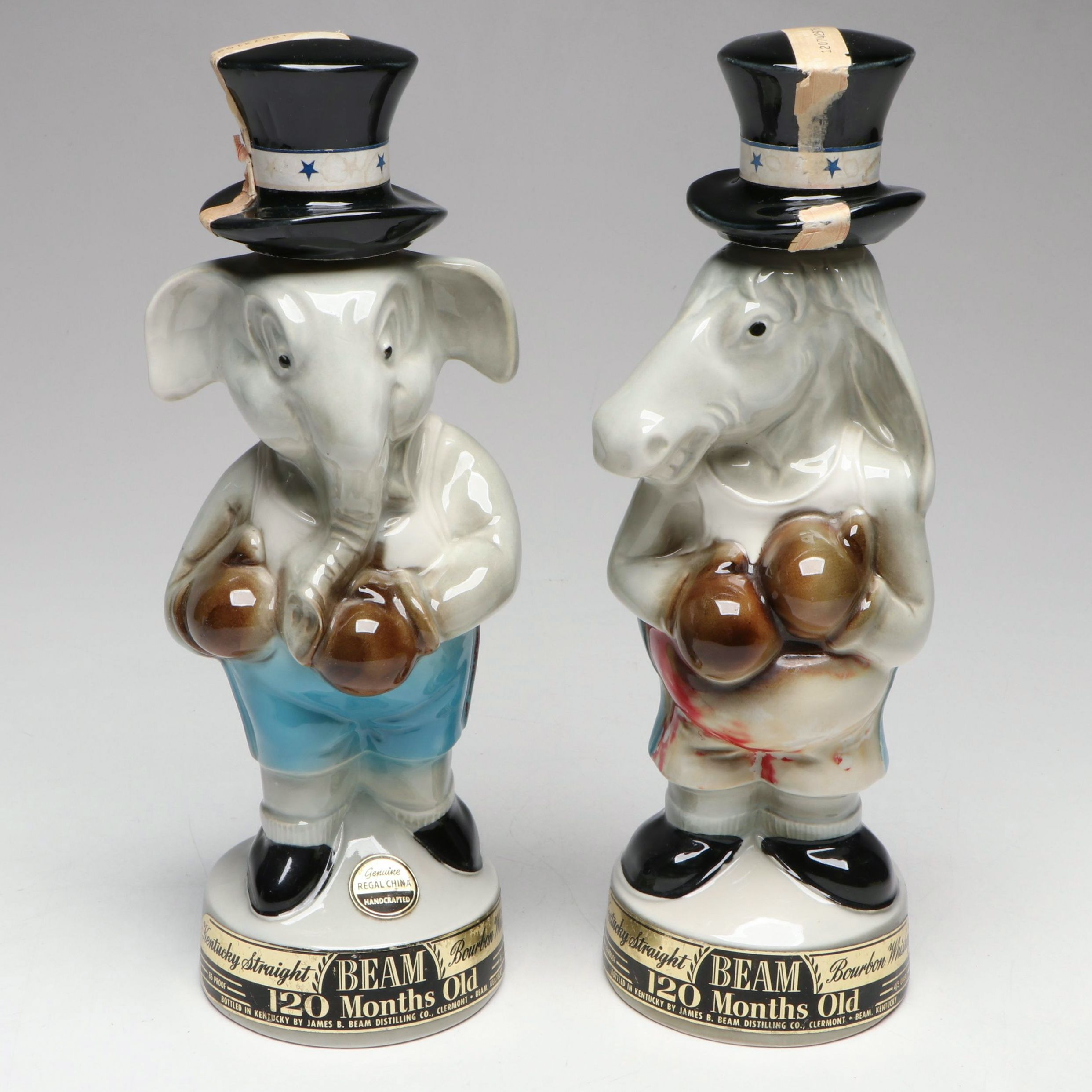 Jim Beam American Political Mascots Figural Ceramic Decanters, 1960s
