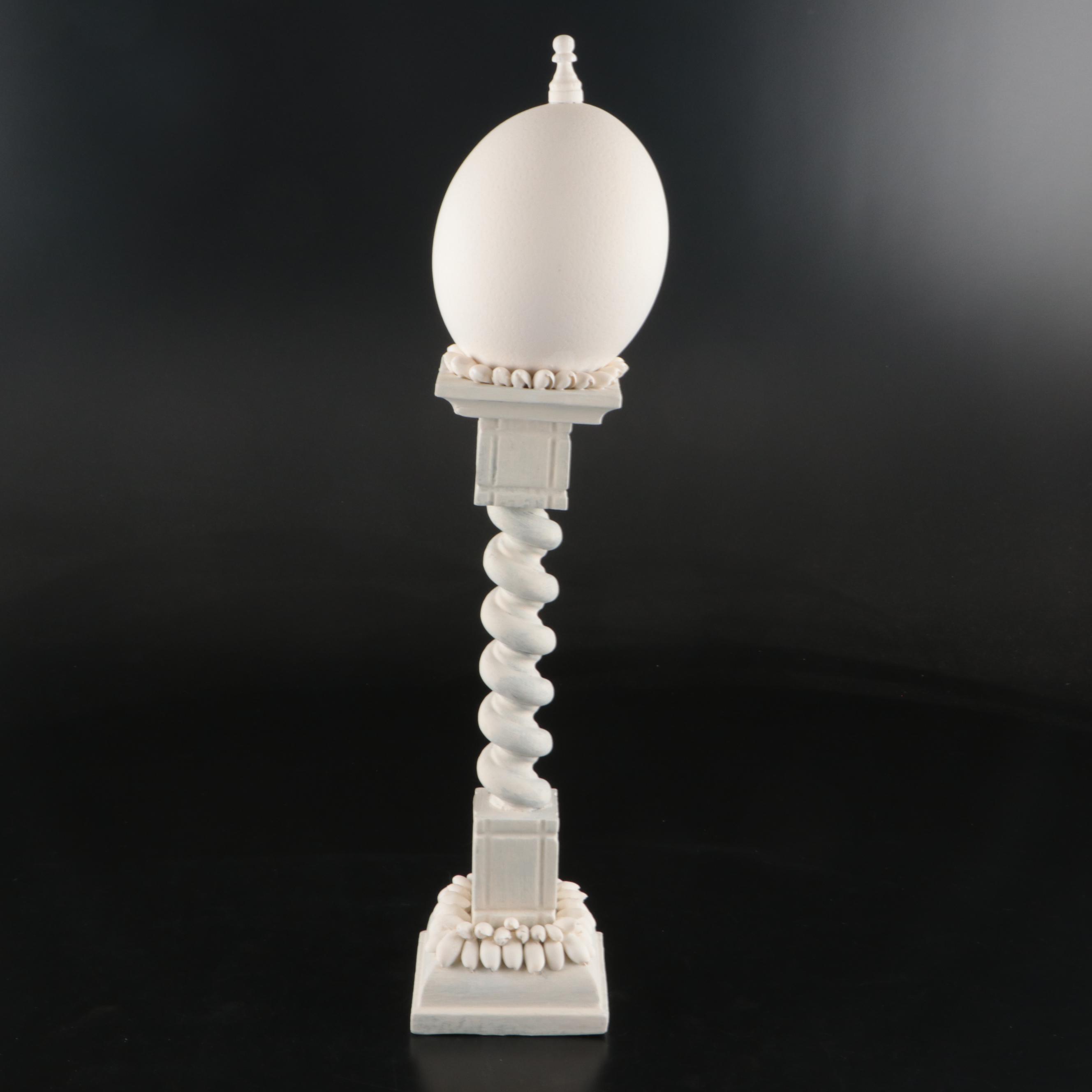 Spanish and Other Ceramic Ostrich Egg Sculptural Décor