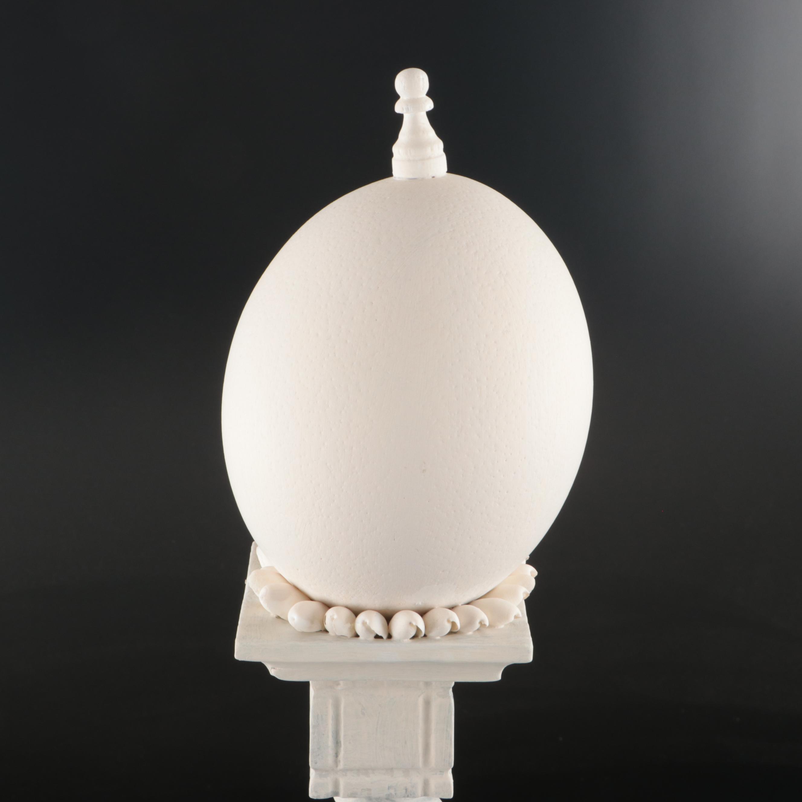 Spanish and Other Ceramic Ostrich Egg Sculptural Décor