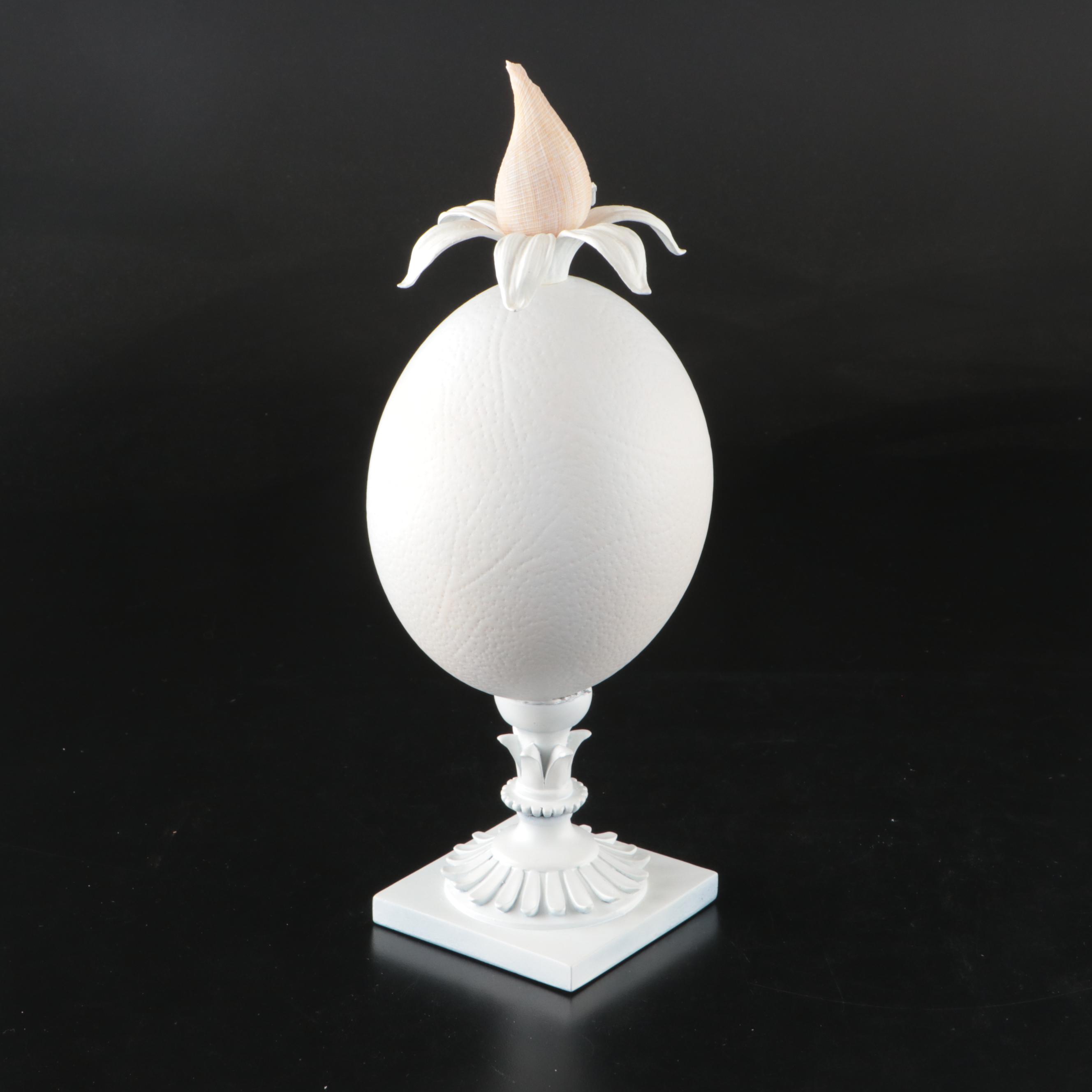 Spanish and Other Ceramic Ostrich Egg Sculptural Décor
