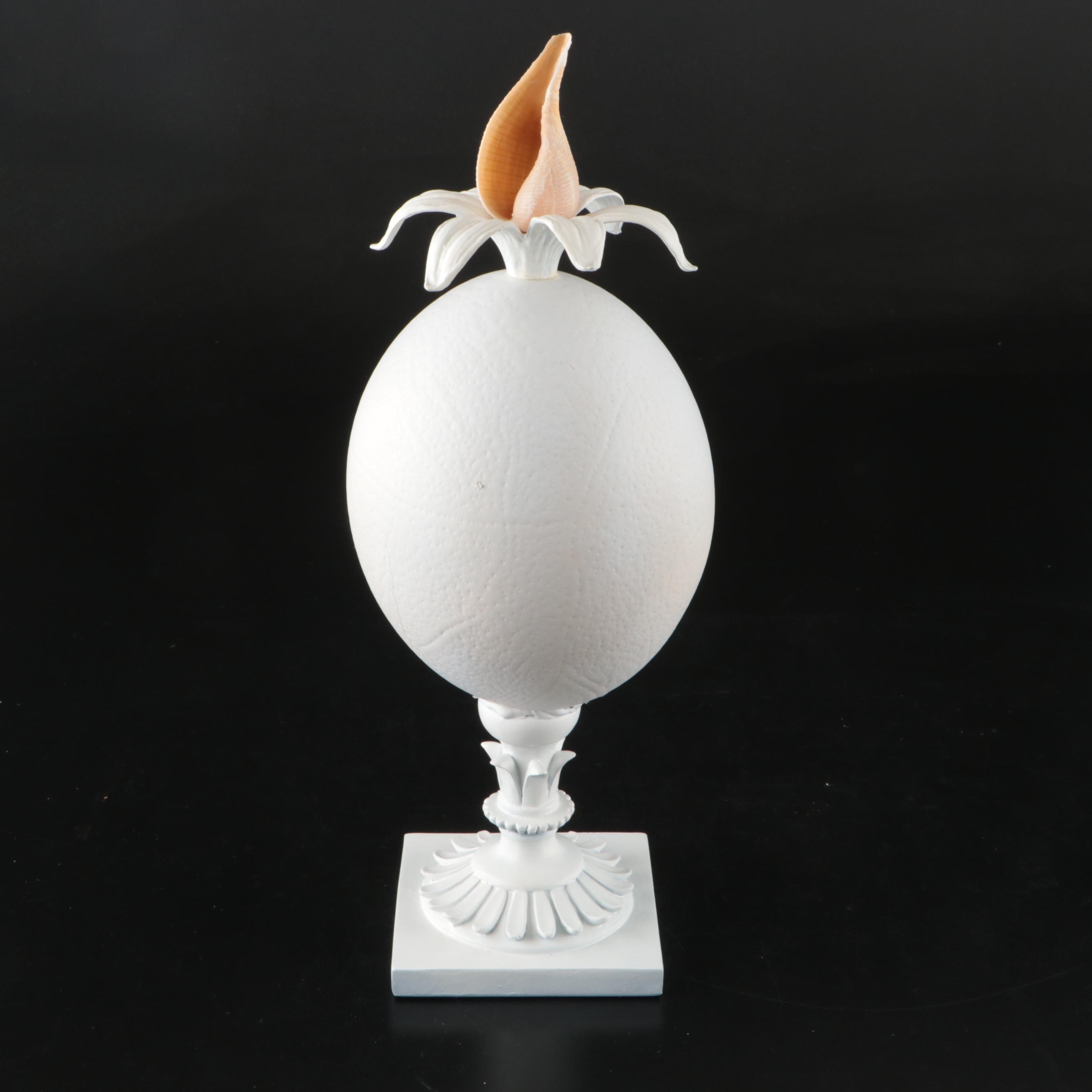Spanish and Other Ceramic Ostrich Egg Sculptural Décor