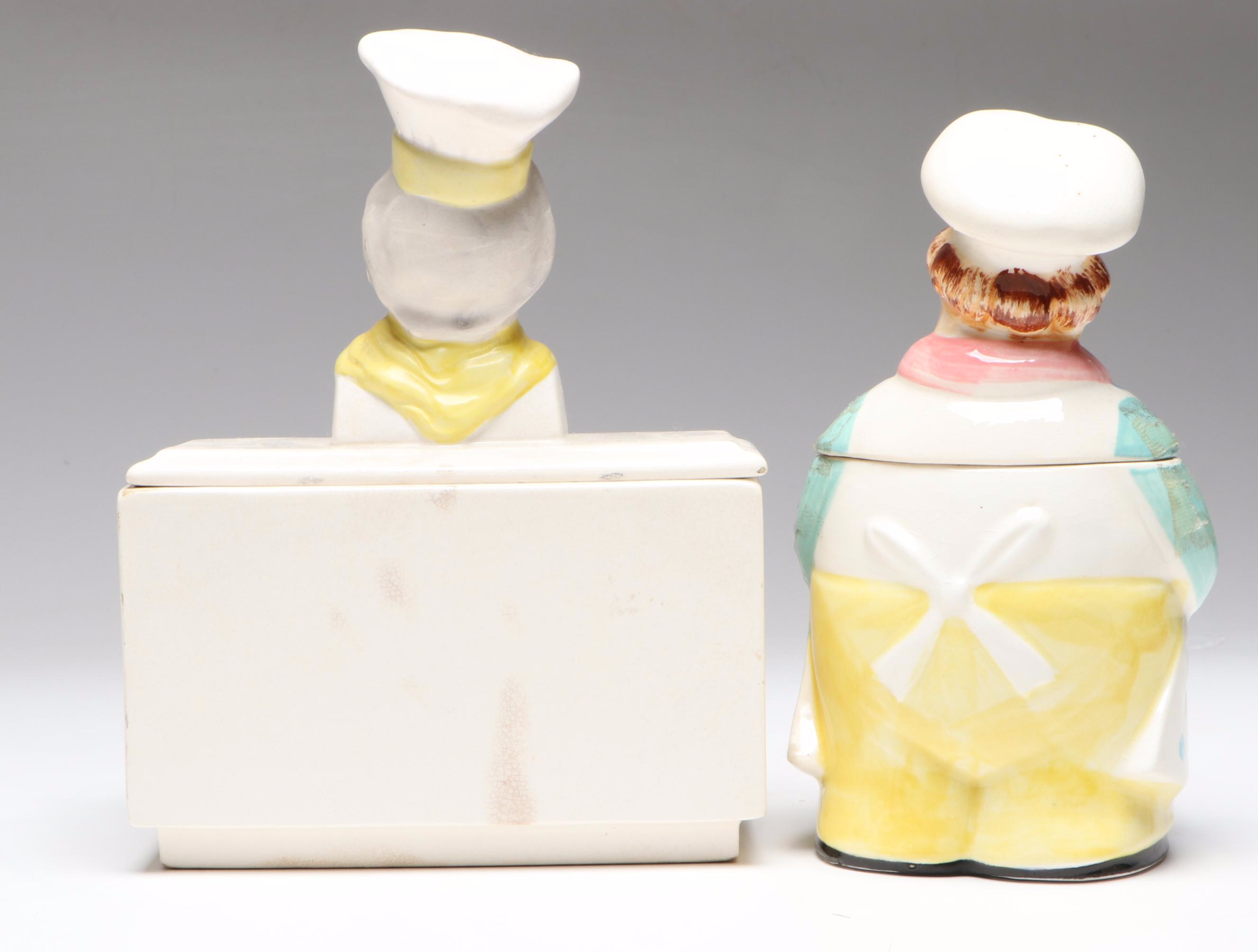 Japanese Ceramic Chefs and Enesco Elf Jars, Mid-20th Century