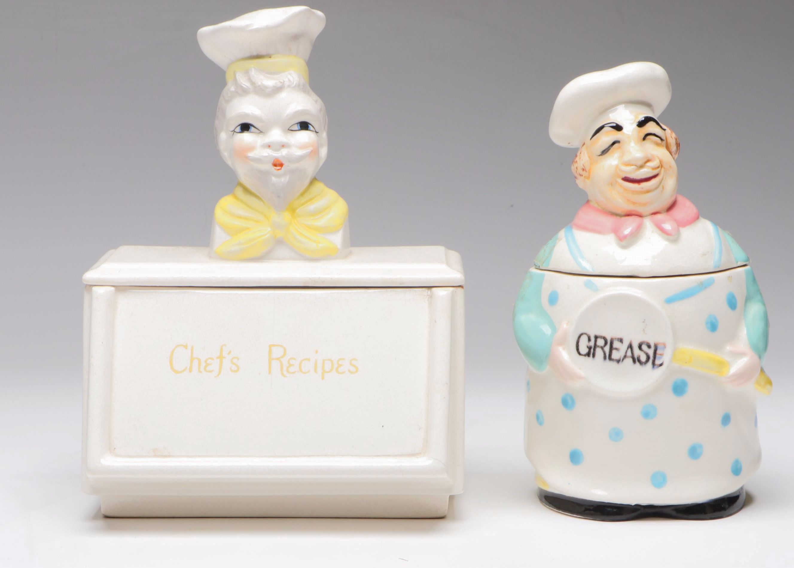 Japanese Ceramic Chefs and Enesco Elf Jars, Mid-20th Century