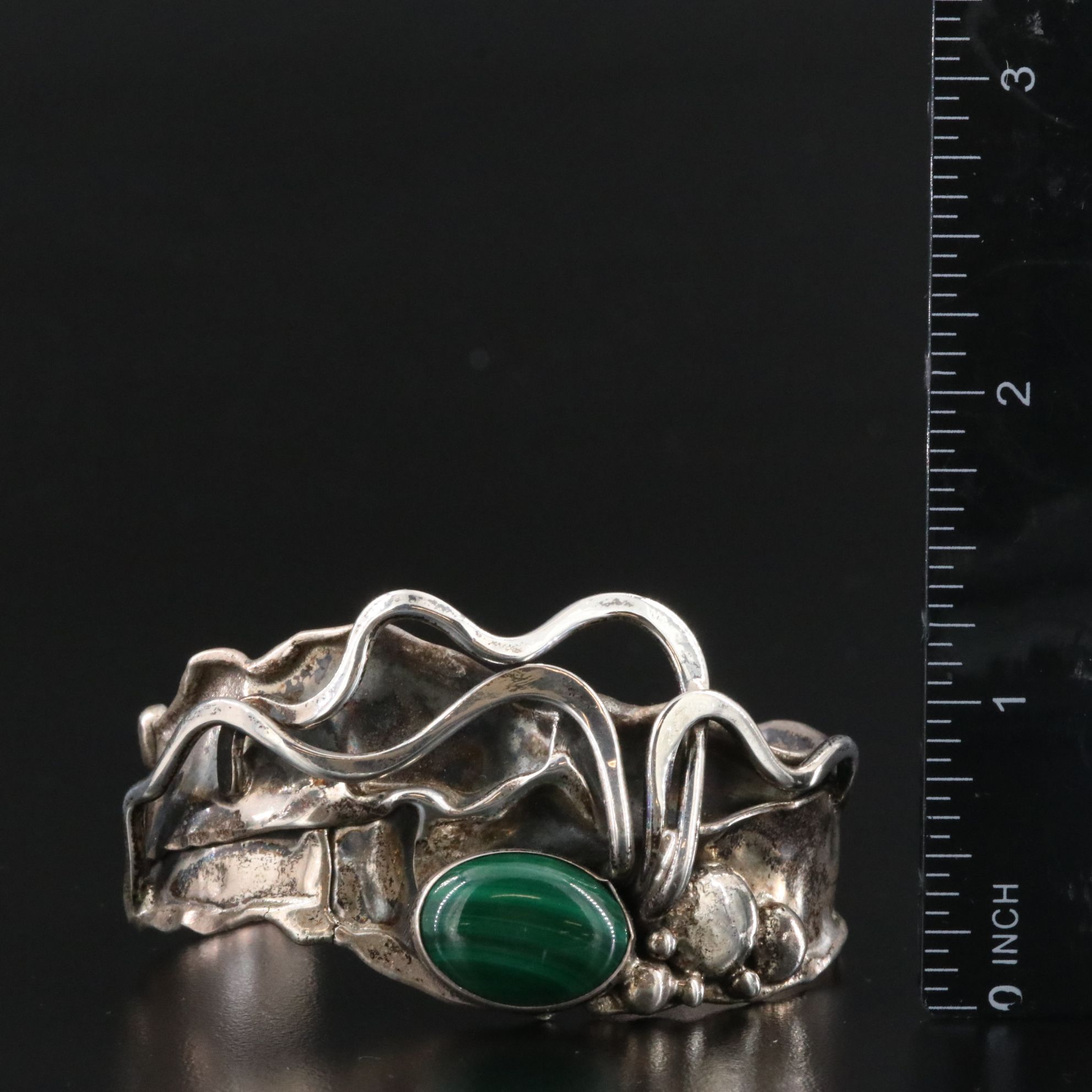 Artisan Sterling Malachite Cuff Bracelet