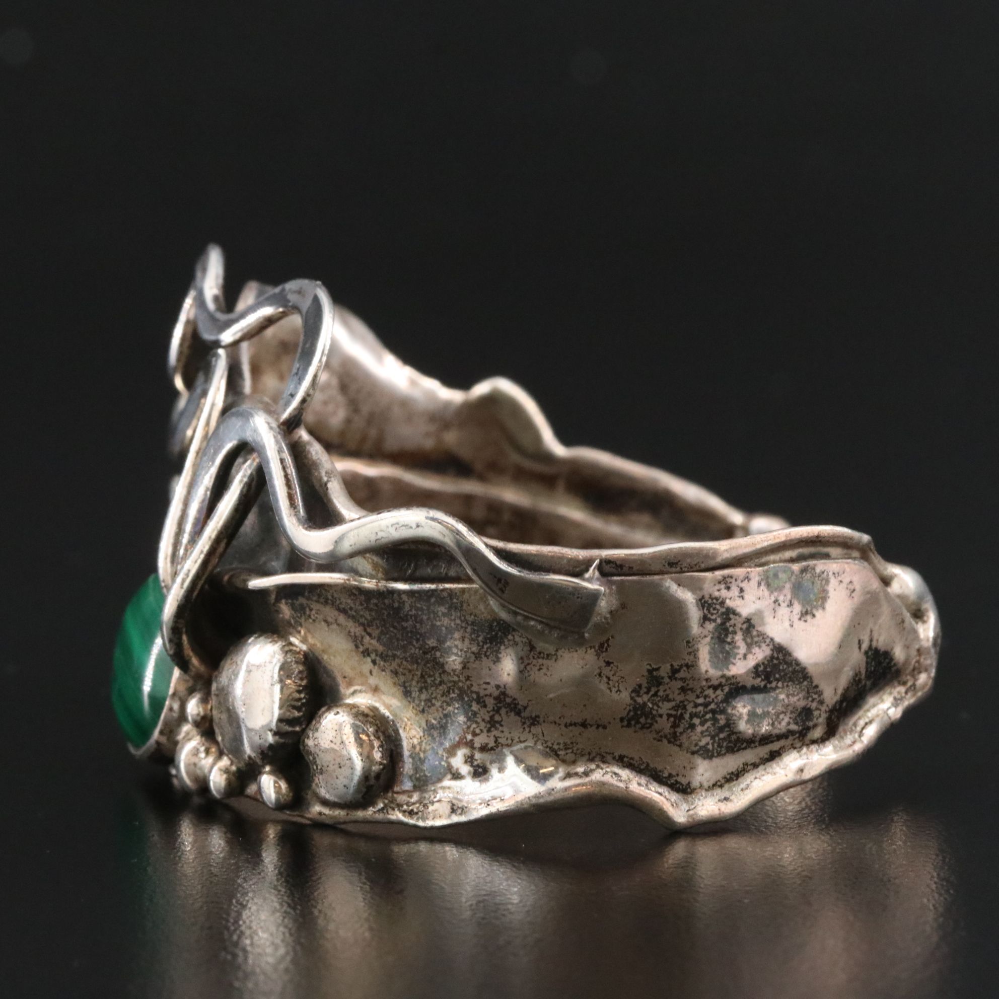 Artisan Sterling Malachite Cuff Bracelet