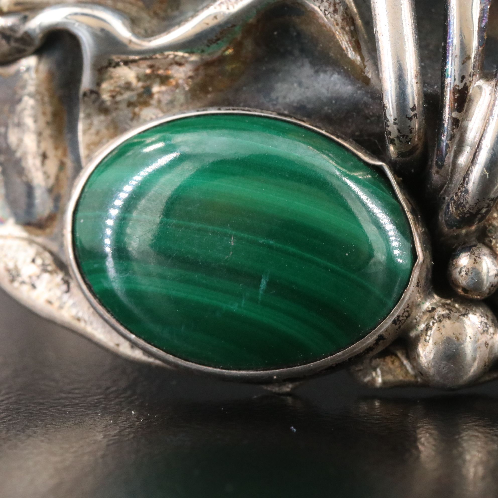 Artisan Sterling Malachite Cuff Bracelet