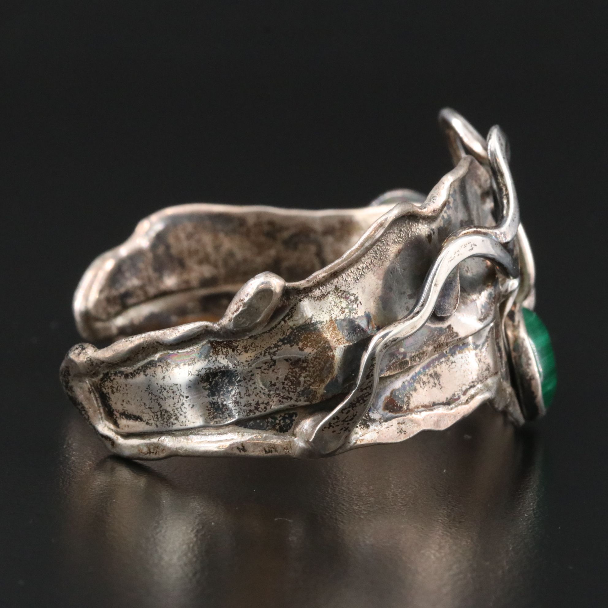 Artisan Sterling Malachite Cuff Bracelet