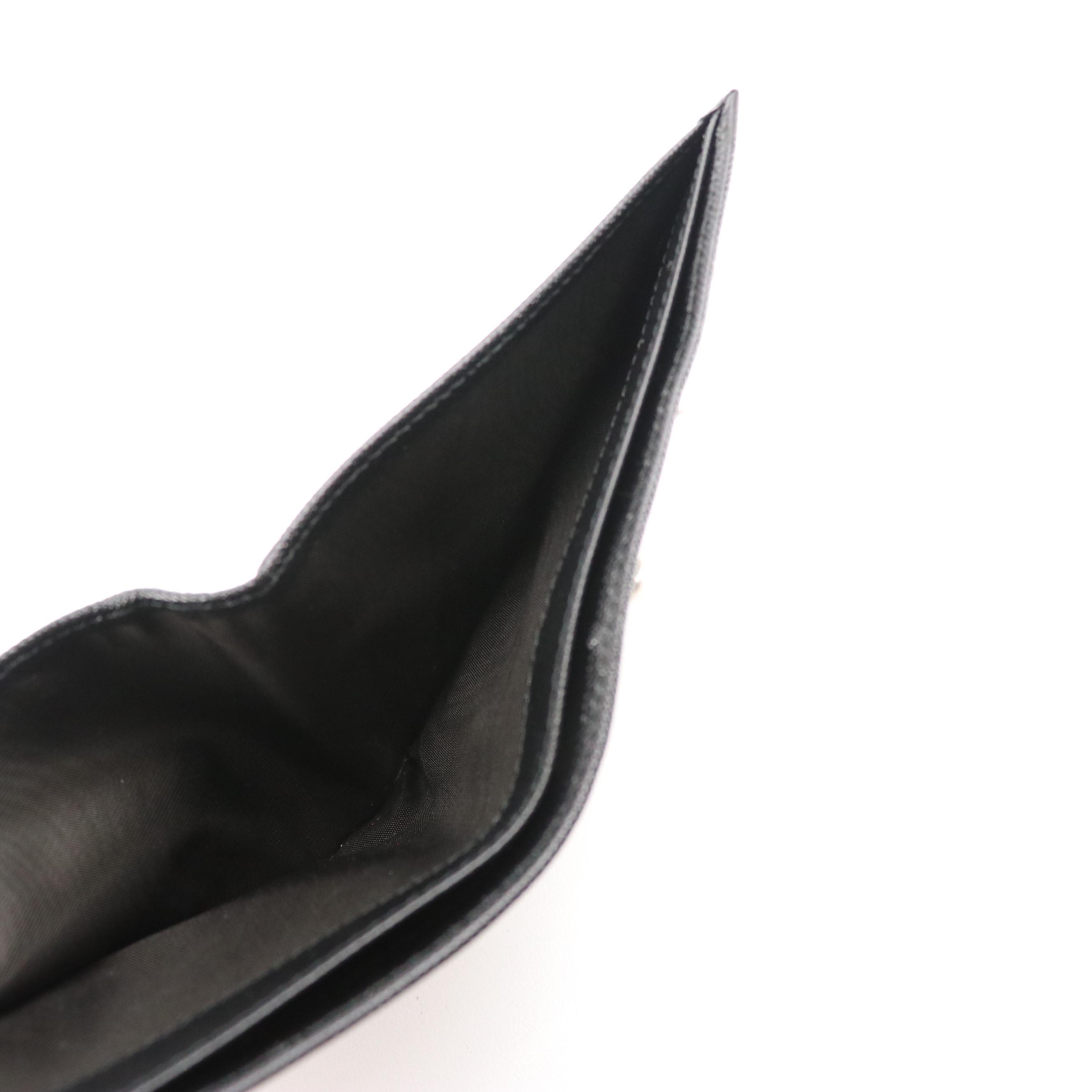 Prada Skull & Crossbones Embellished Bifold Wallet in Saffiano Leather, With Box