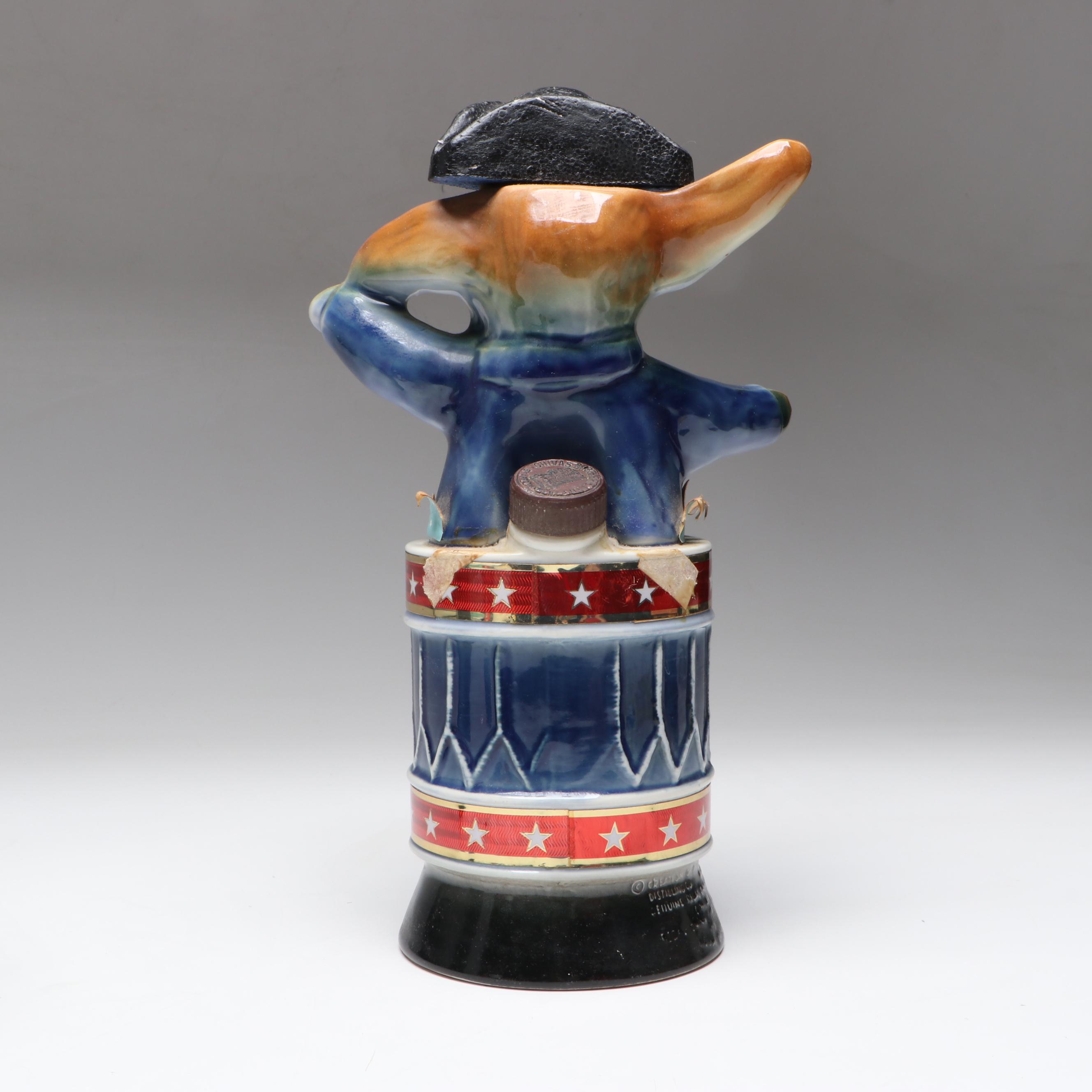 Jim Beam Democrat Donkey and State of Ohio Ceramic Decanters