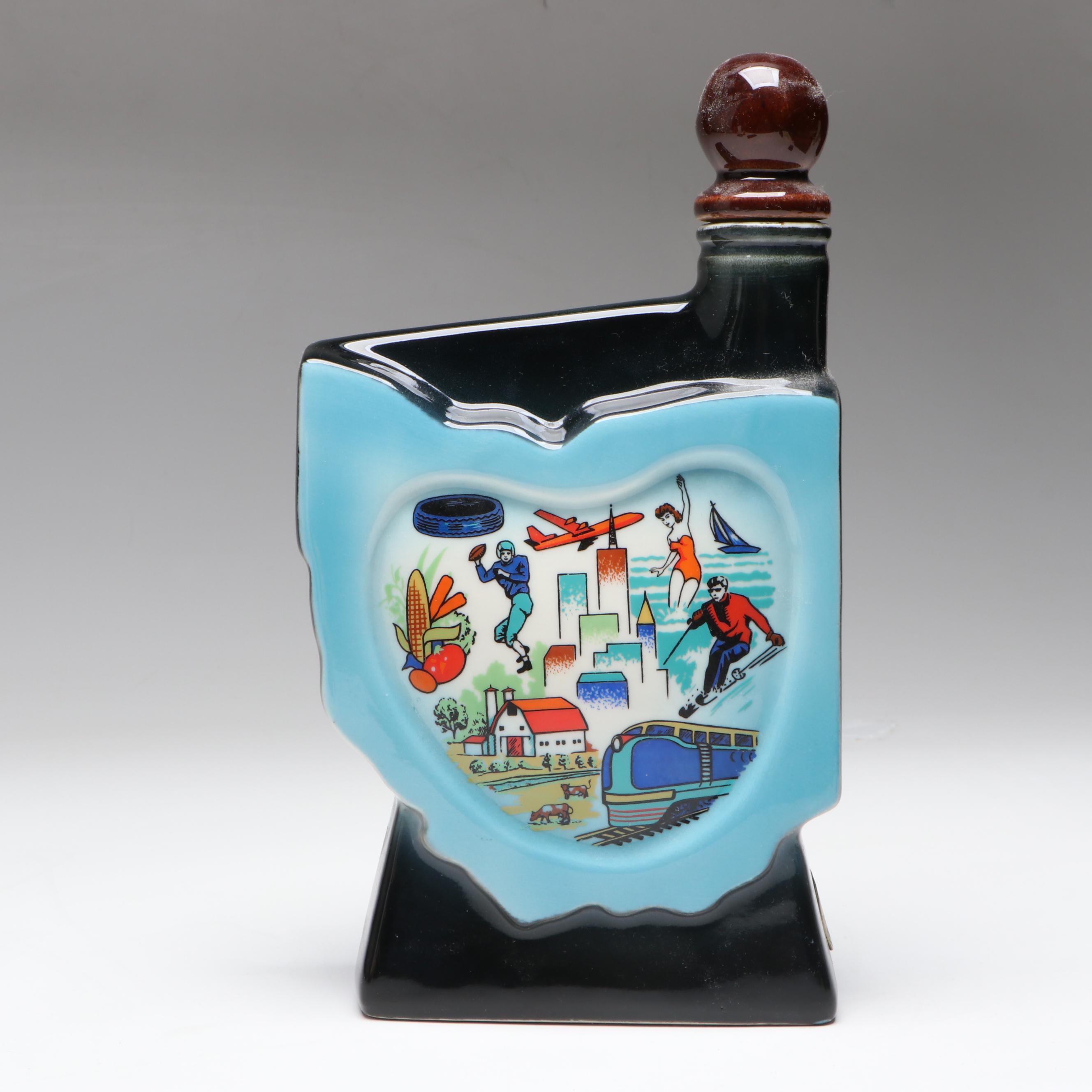 Jim Beam Democrat Donkey and State of Ohio Ceramic Decanters