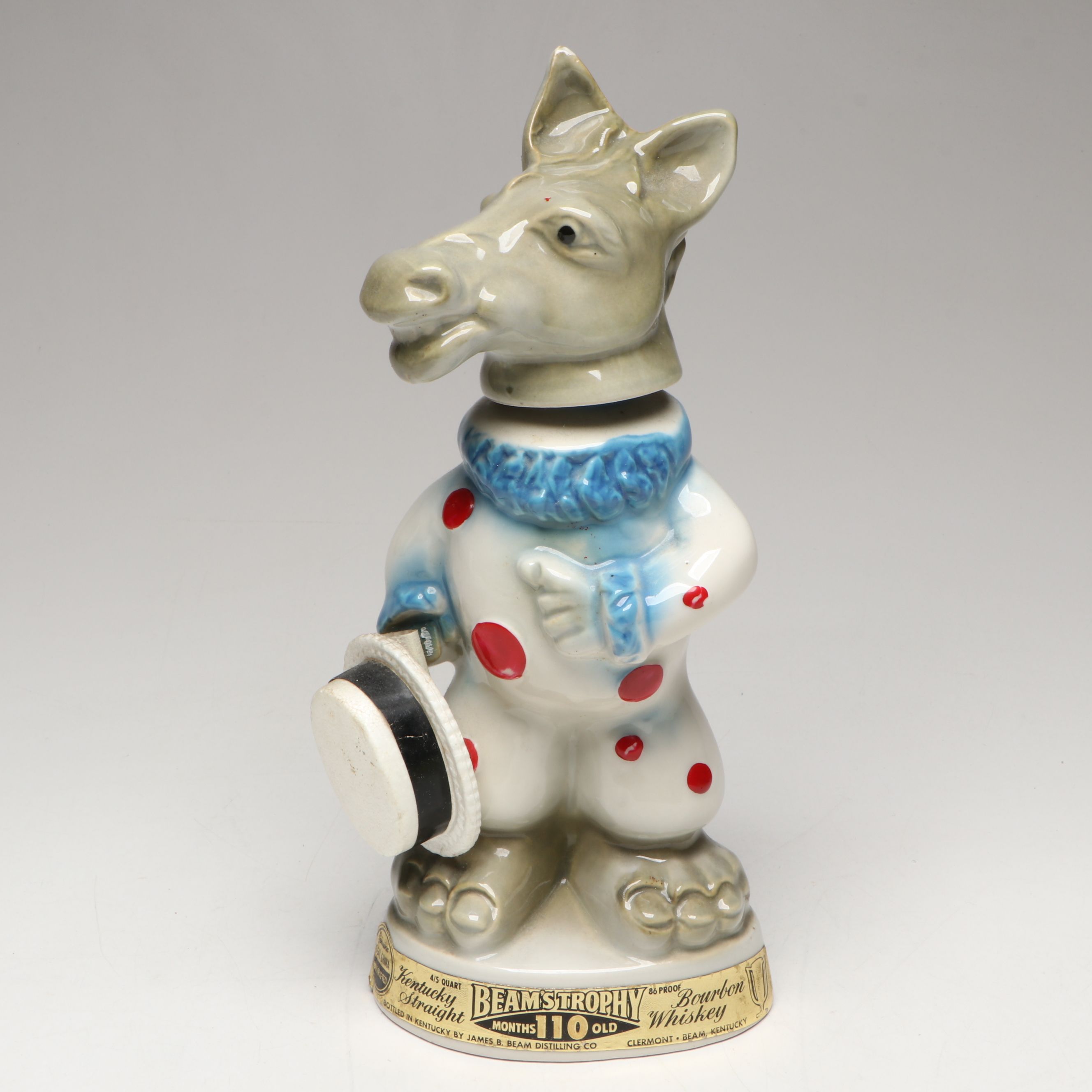 Jim Beam Democrat Donkey and Republican Elephant Ceramic Decanters, 1960s