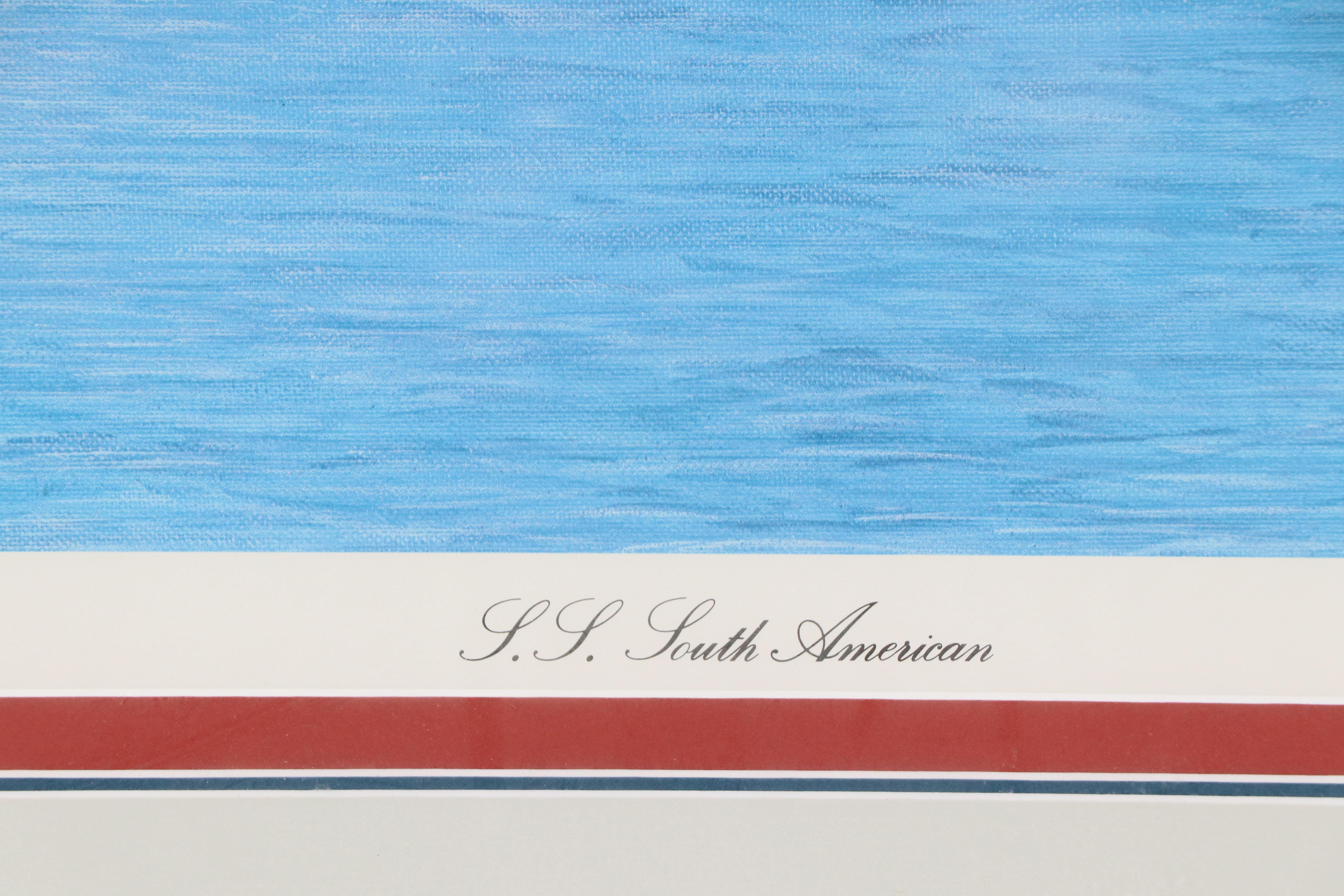 James Clary Offset Lithograph "S.S. South American," 1976