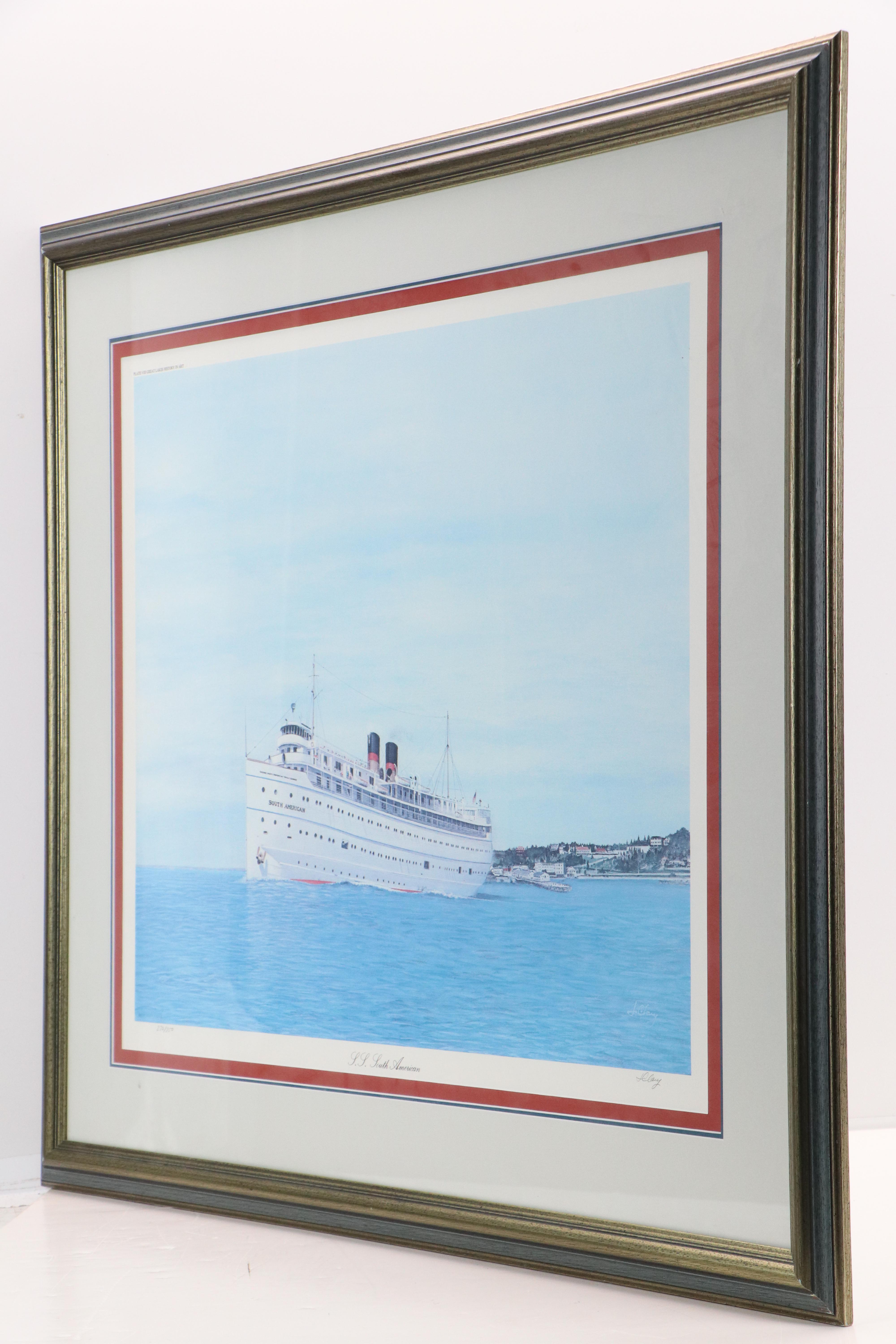 James Clary Offset Lithograph "S.S. South American," 1976