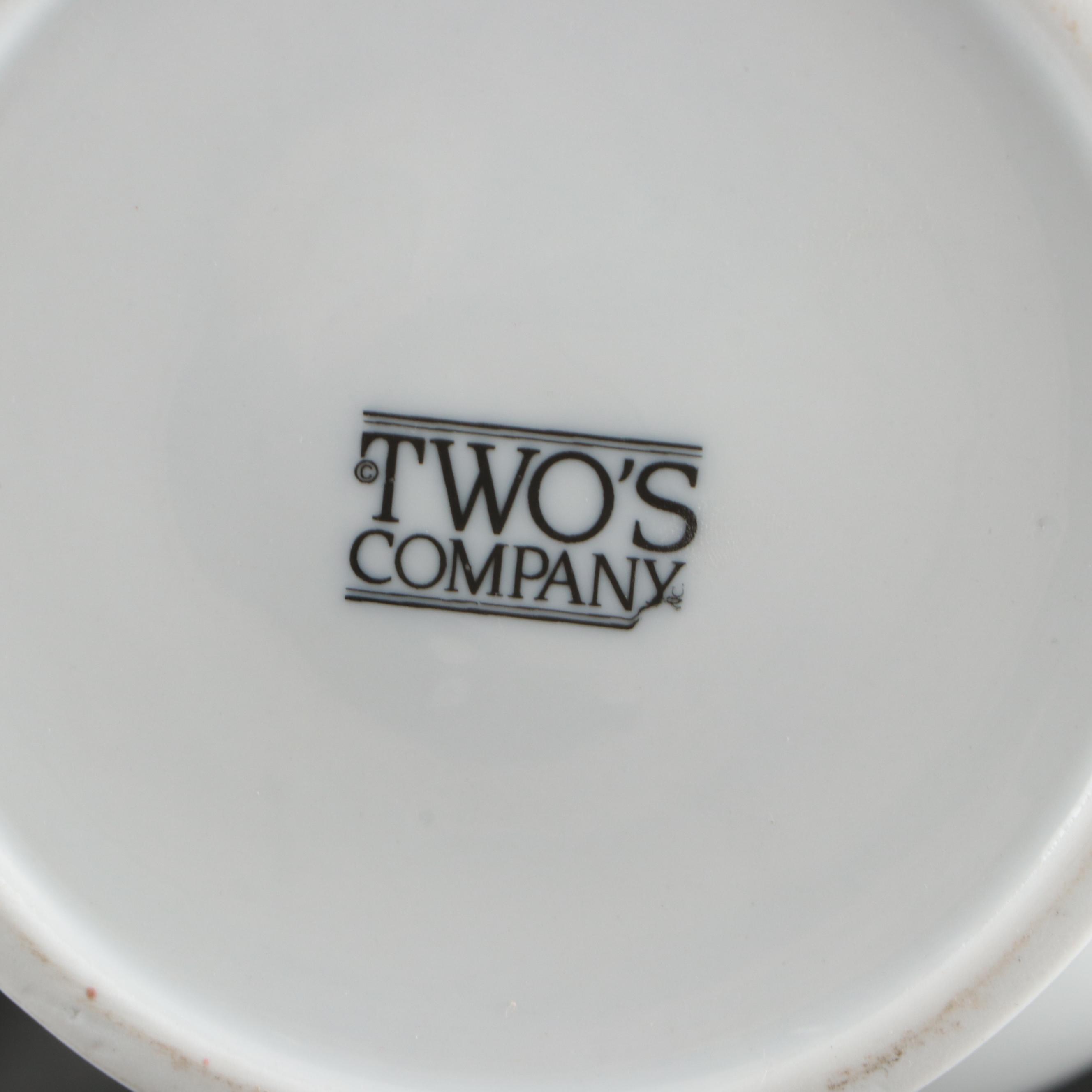 Pair of Two's Company Egg-Shaped Footed Porcelain Décor