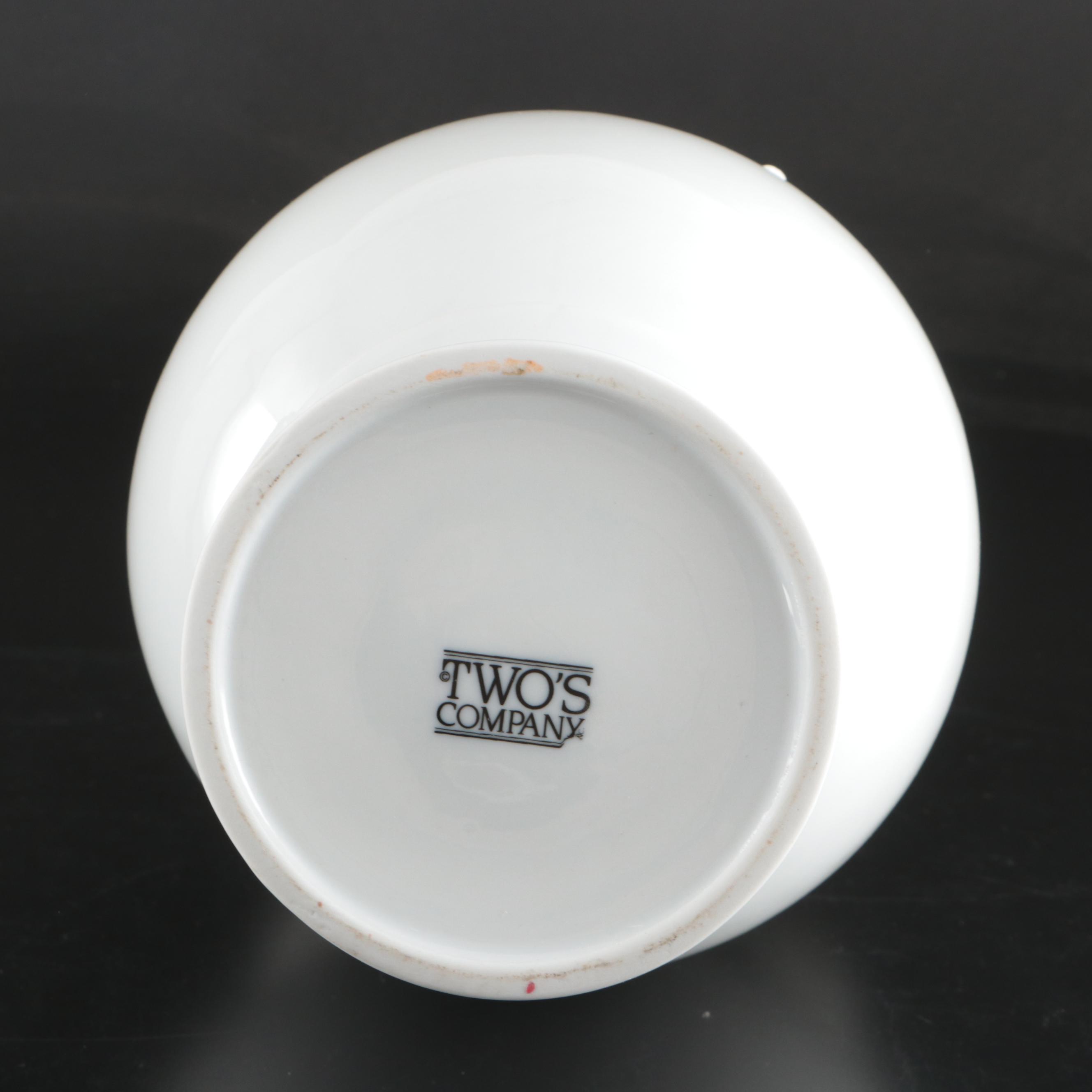 Pair of Two's Company Egg-Shaped Footed Porcelain Décor