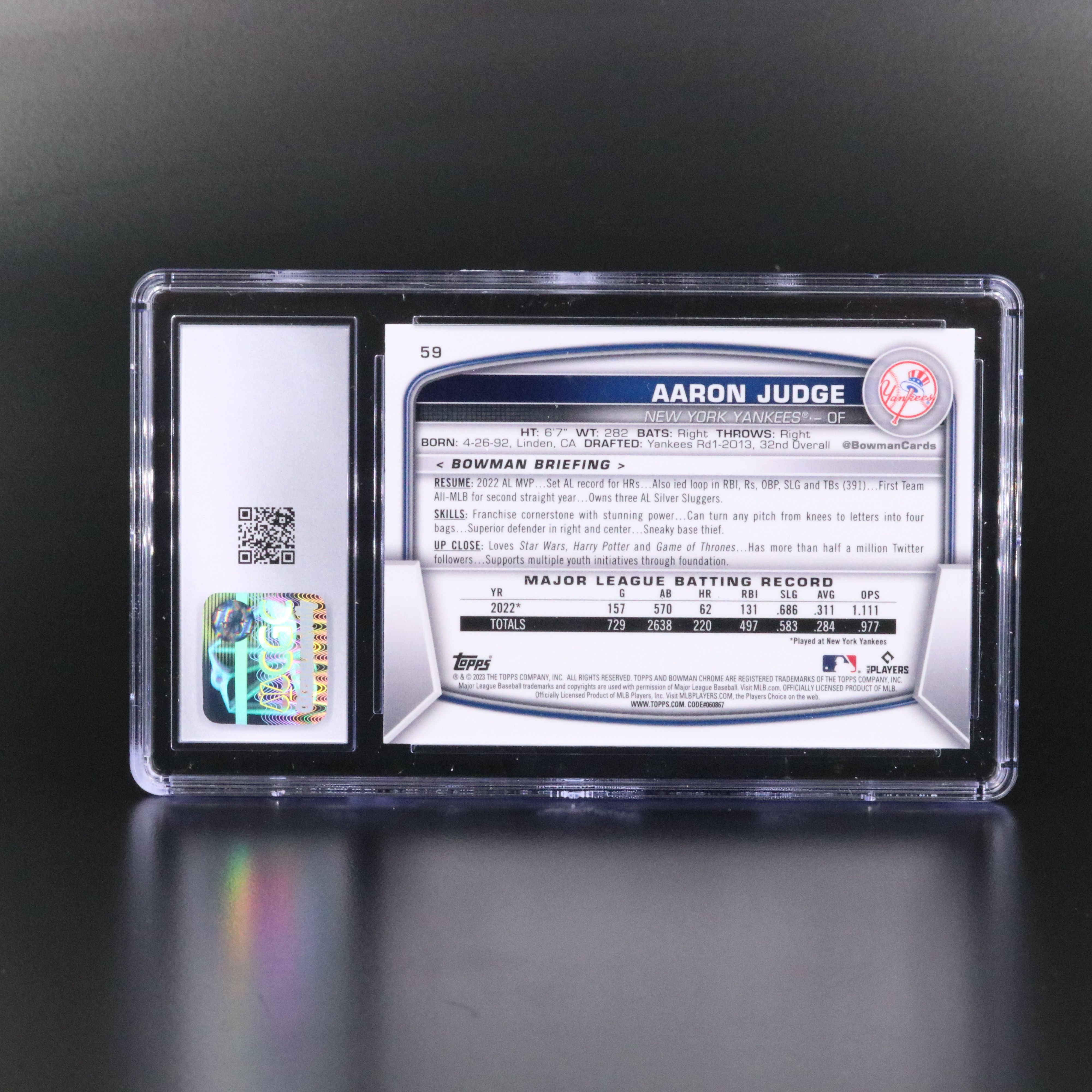 2023 Bowman Chrome Aaron Judge Mega Box Refractor Card Graded CGC 10