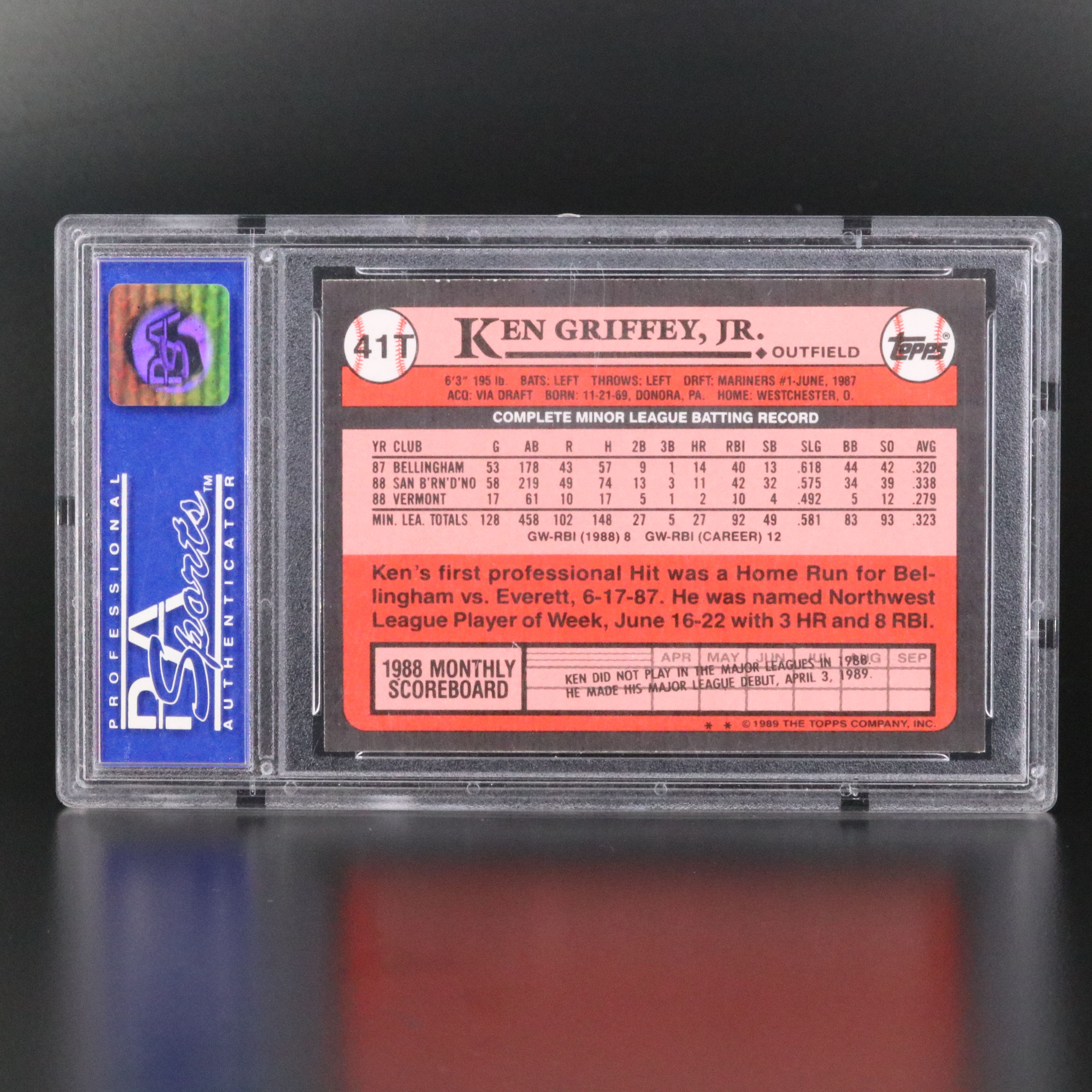 1989 Topps Traded Ken Griffey Jr. Rookie Baseball Card Graded PSA 9